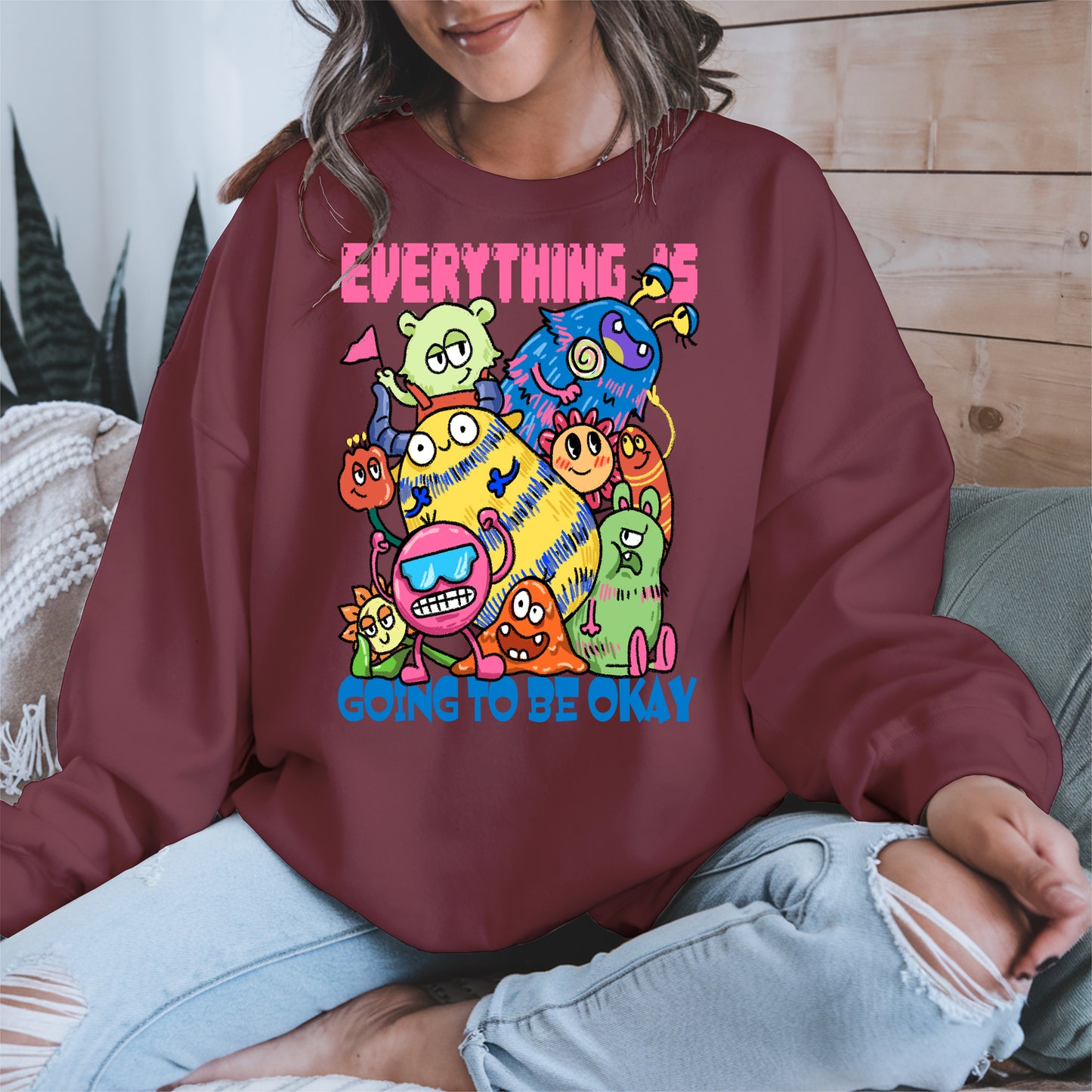 Everything Is Going to Be Okay Cute Monster Shirt