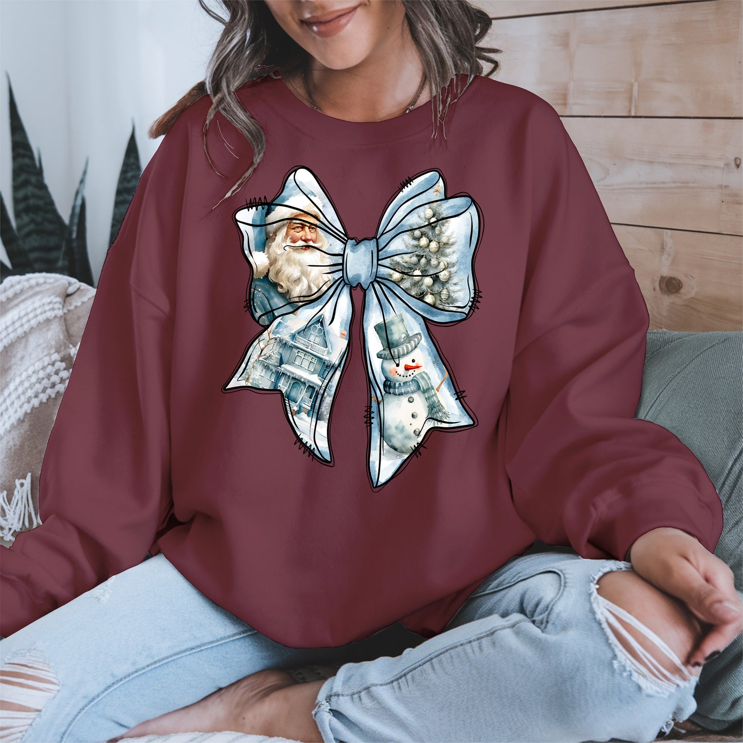 Snowman Coquette Christmas Bow Shirt