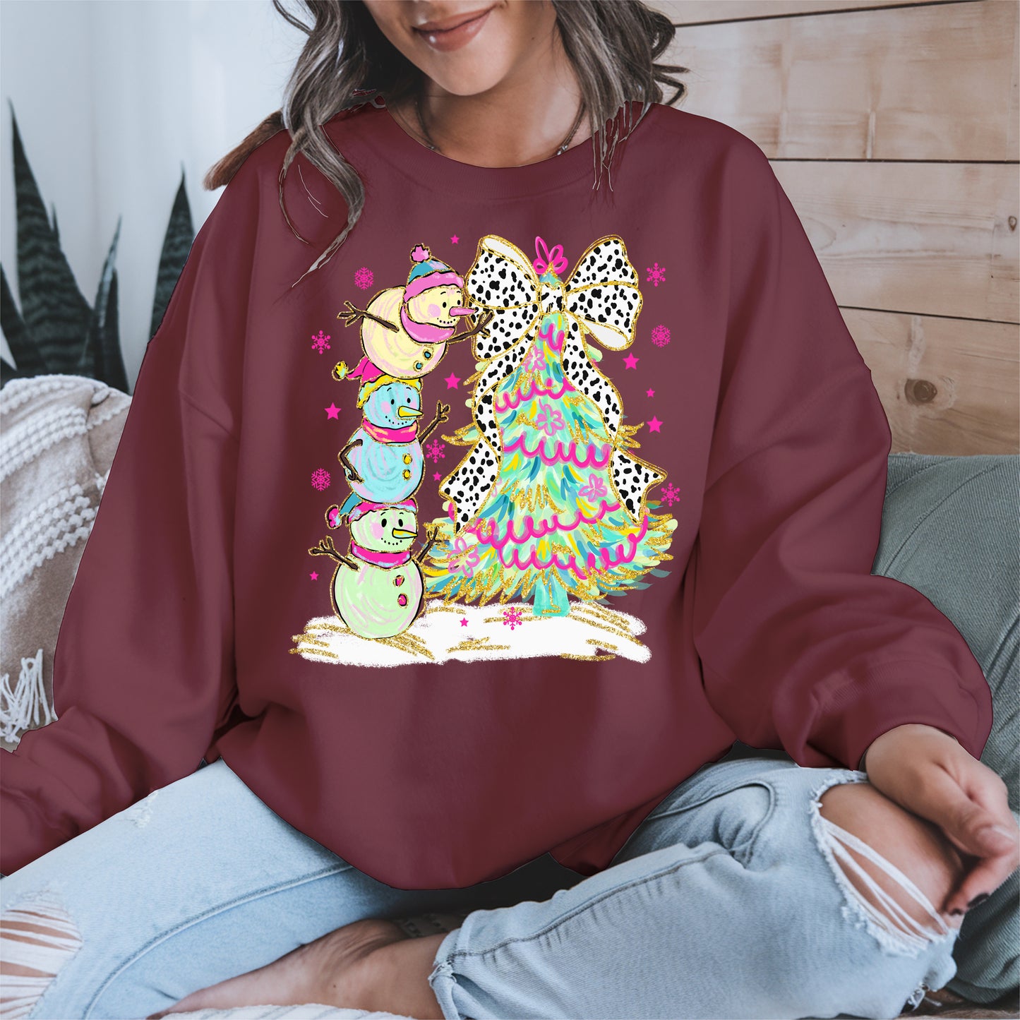 Stacked Snowmen and Christmas Tree Shirt