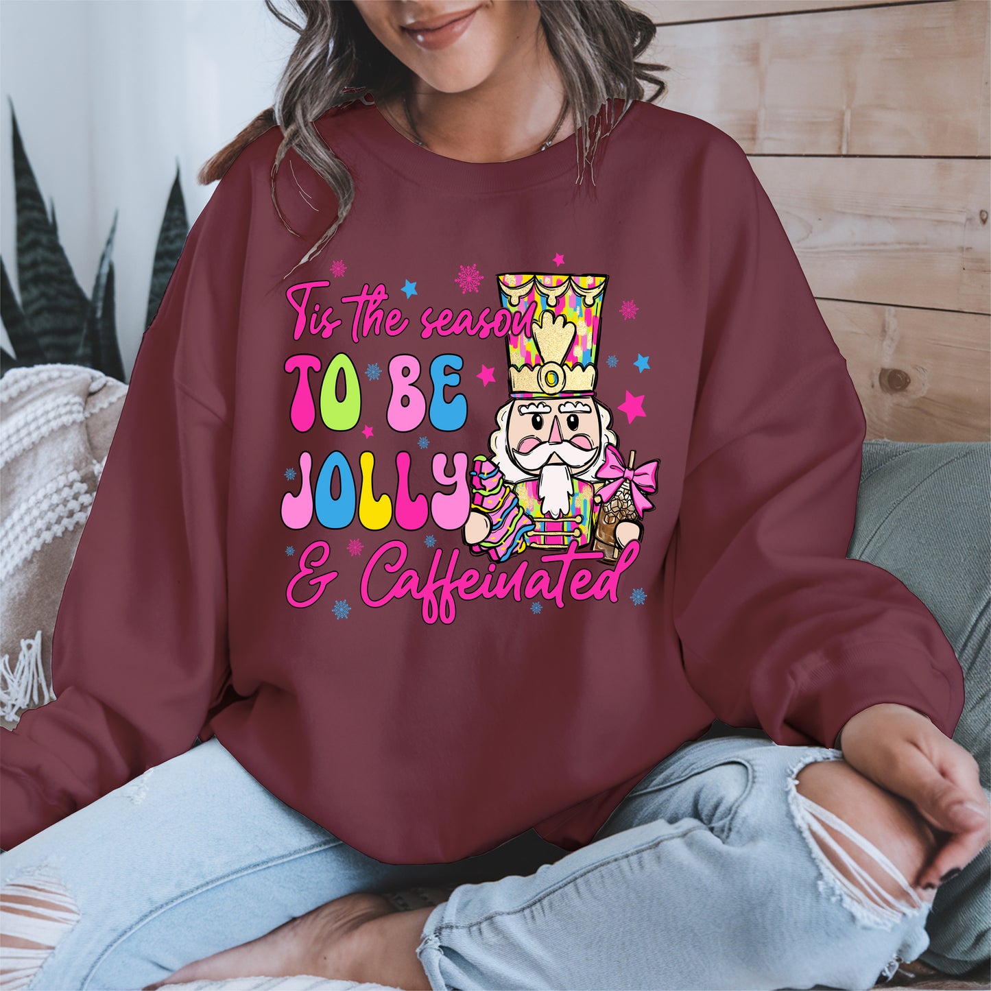 Tis the Season To Be Jolly and Caffeinated Christmas Shirt