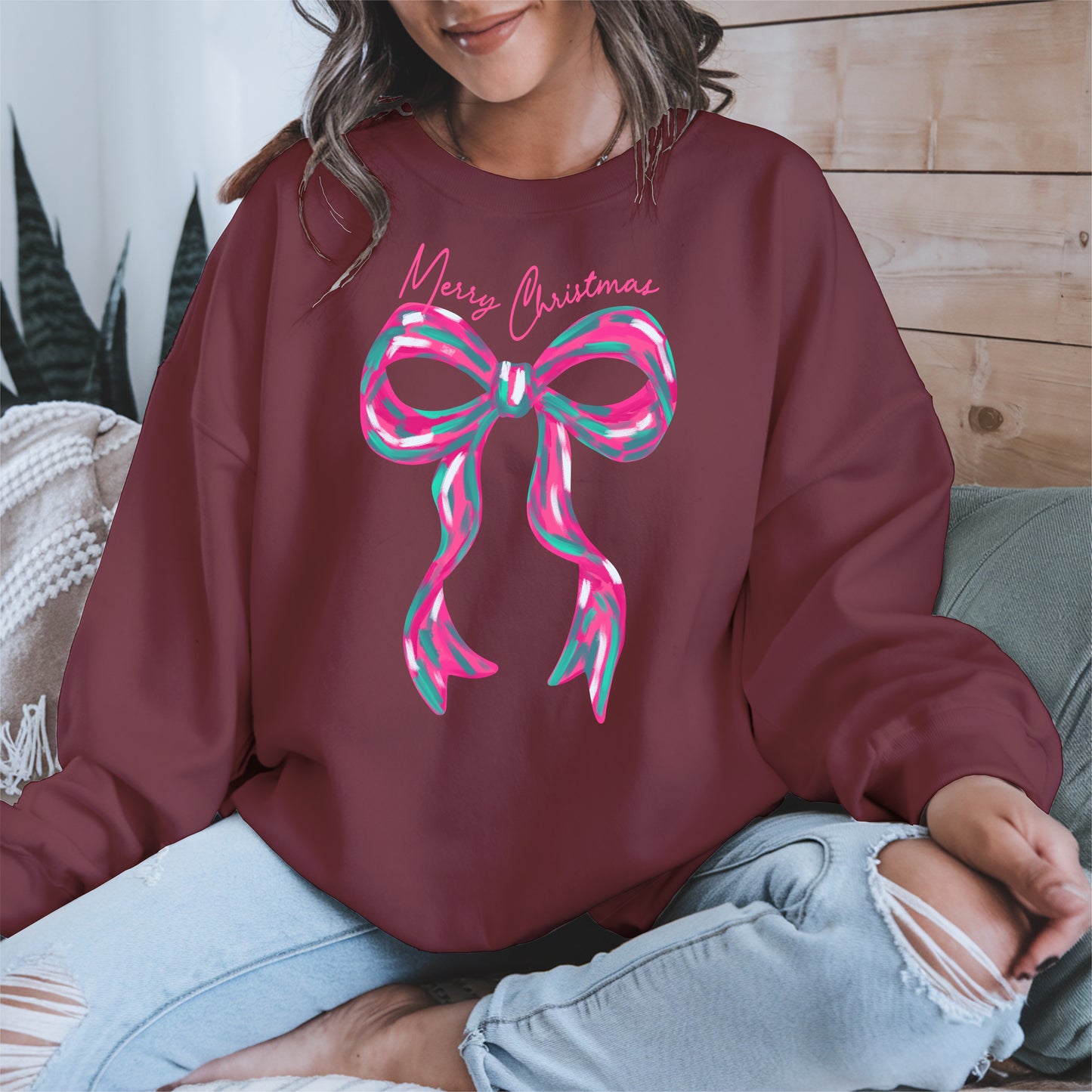 Merry Christmas Coquette Bow Shirt