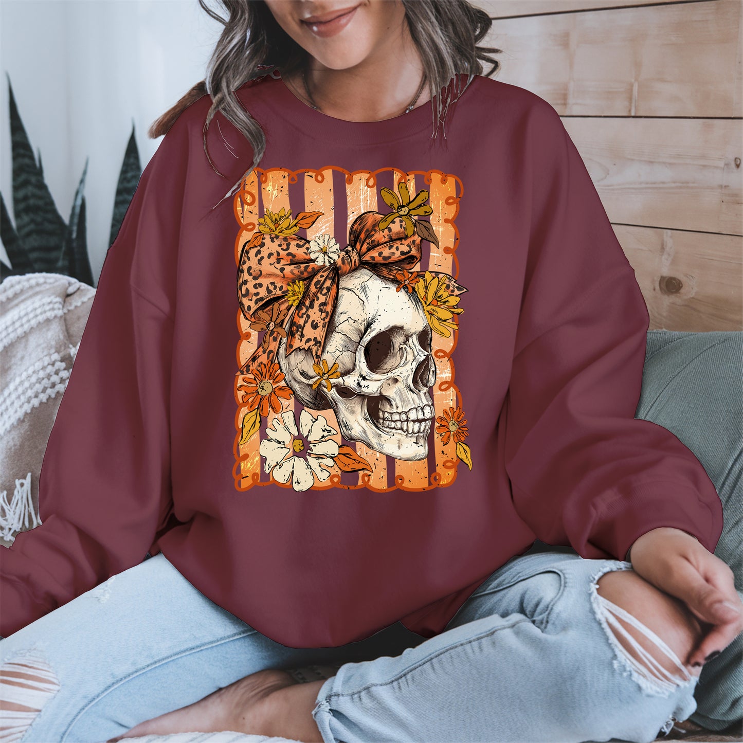 Skull Fall Bow halloween shirt
