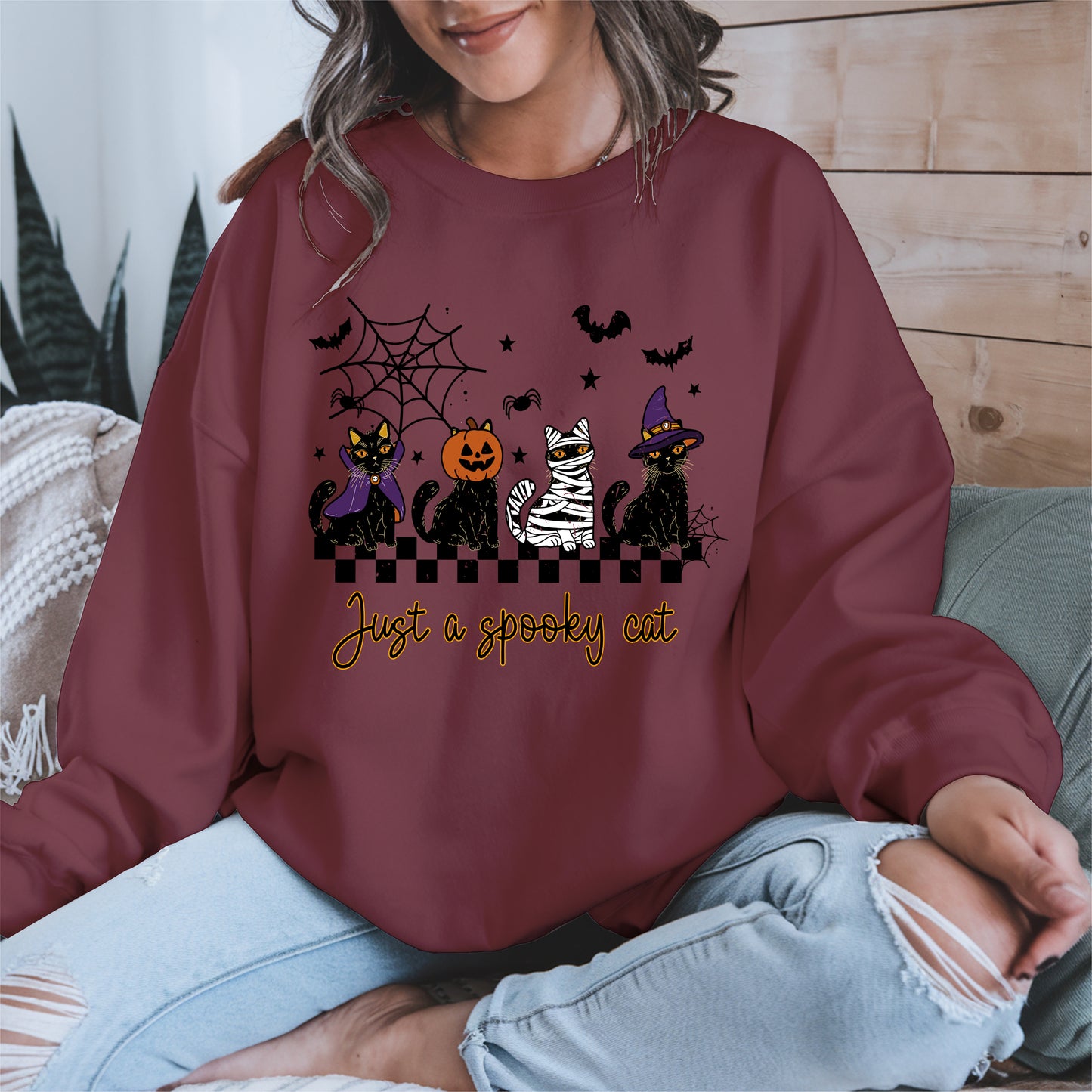 Just a spooky cat halloween shirt