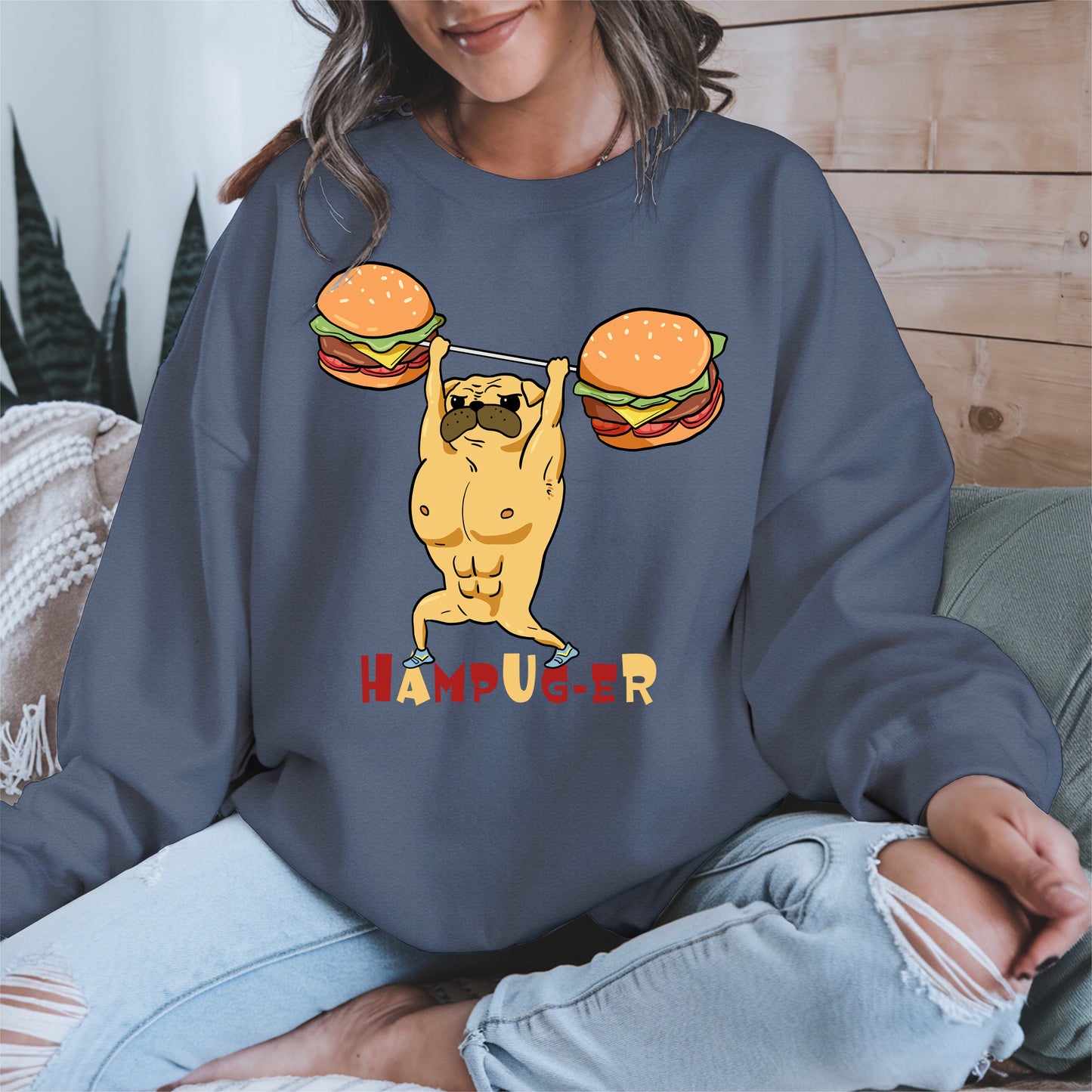Hampug-er Funny Pug Burger Gym Shirt