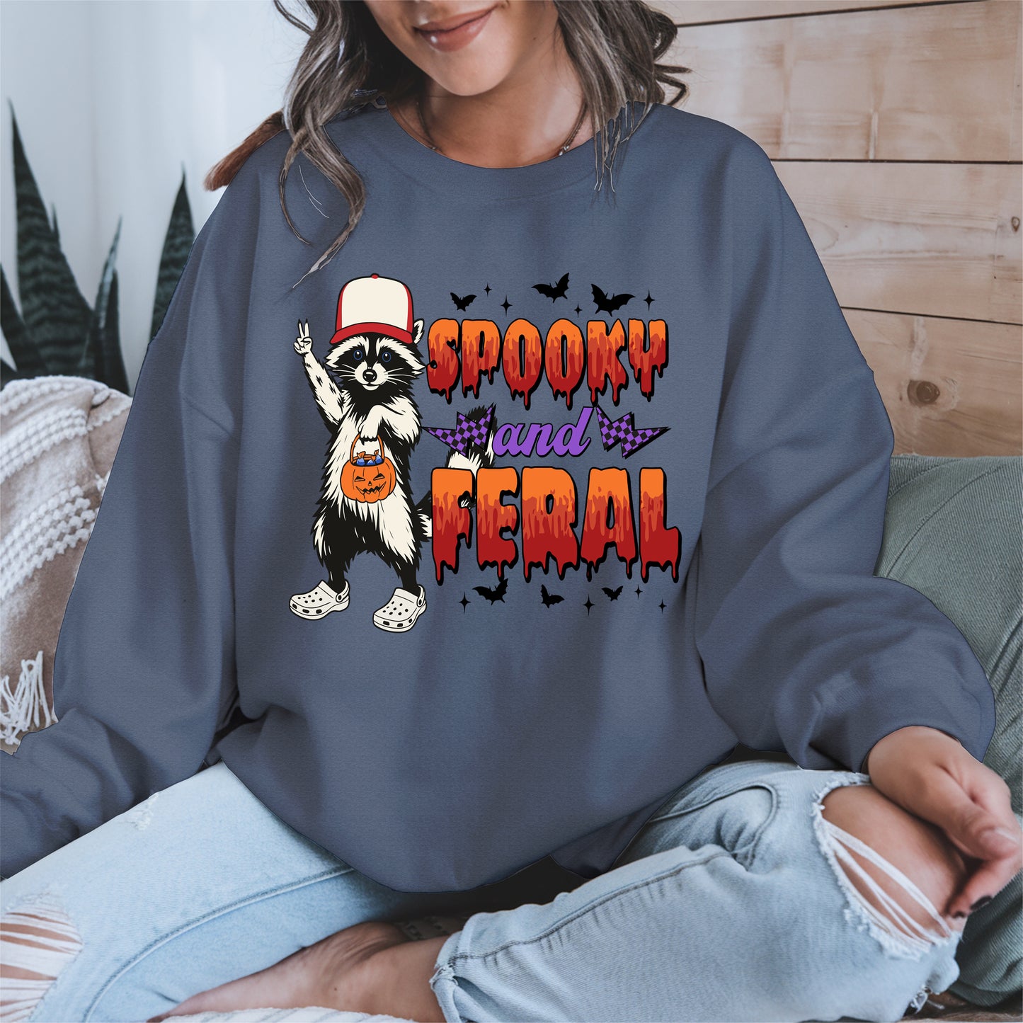 Spooky and Feral Shirt Hoodie Sweatshirt for Halloween Lovers