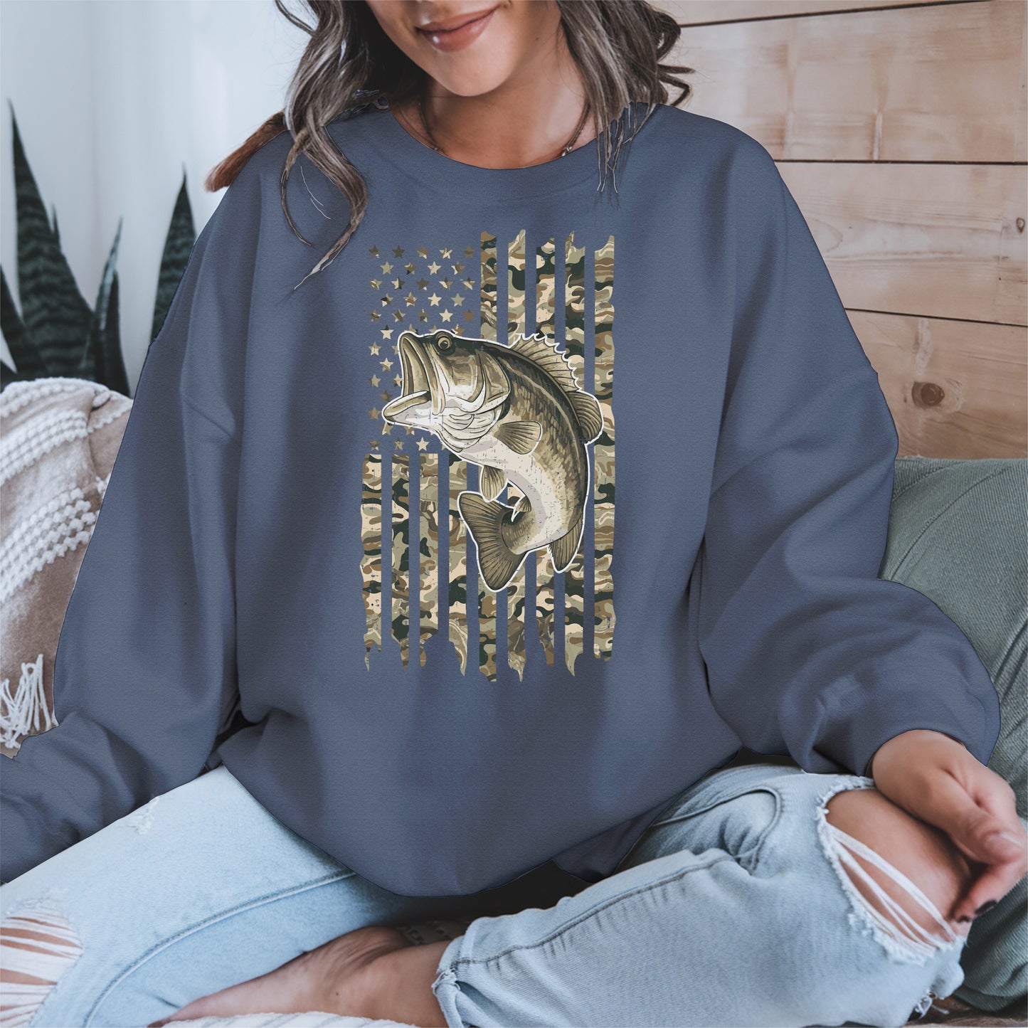 Patriotic Camo American Flag Fishing Shirt Hoodie