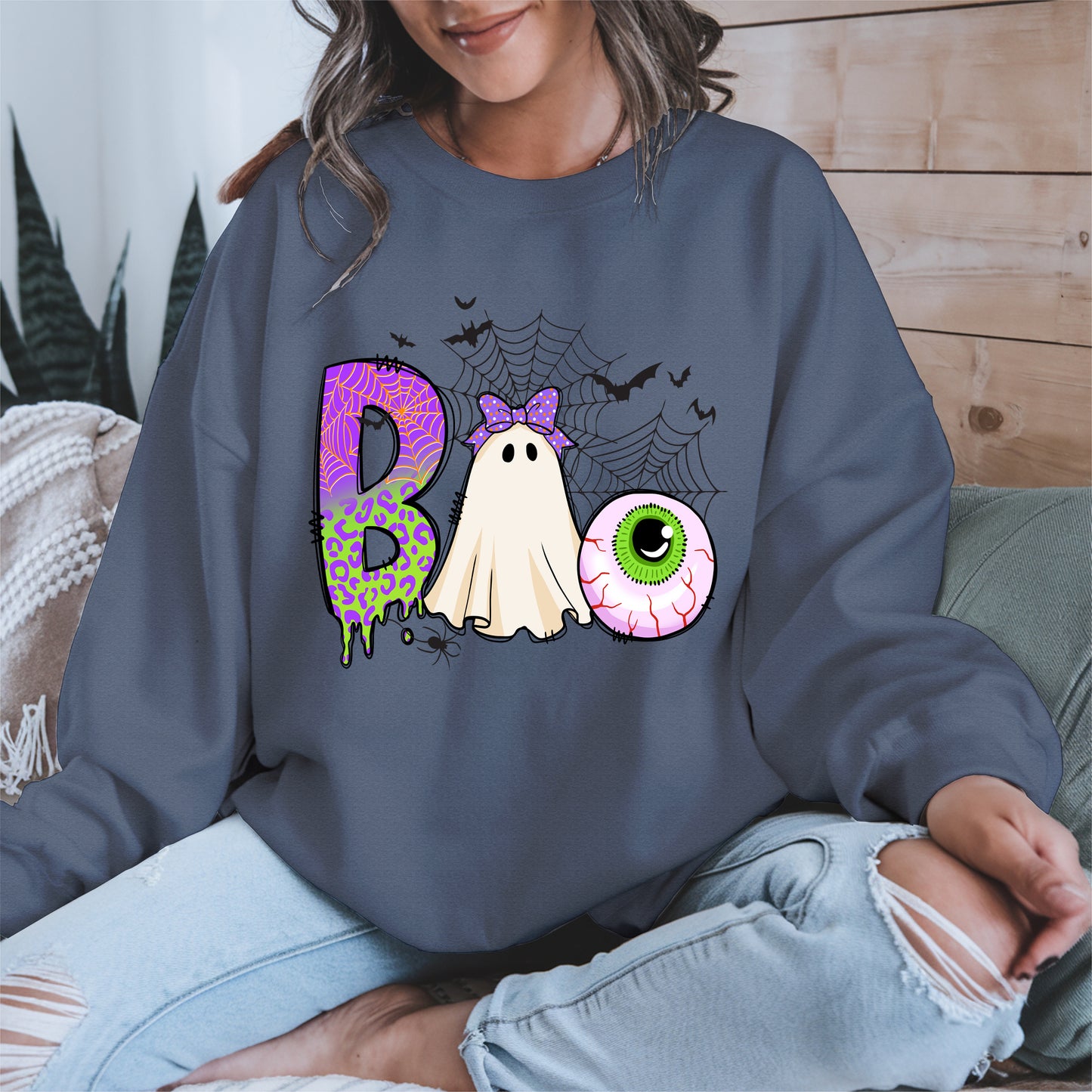 BOO Ghost Eyeball Shirt Hoodie Sweatshirt for Halloween Fun