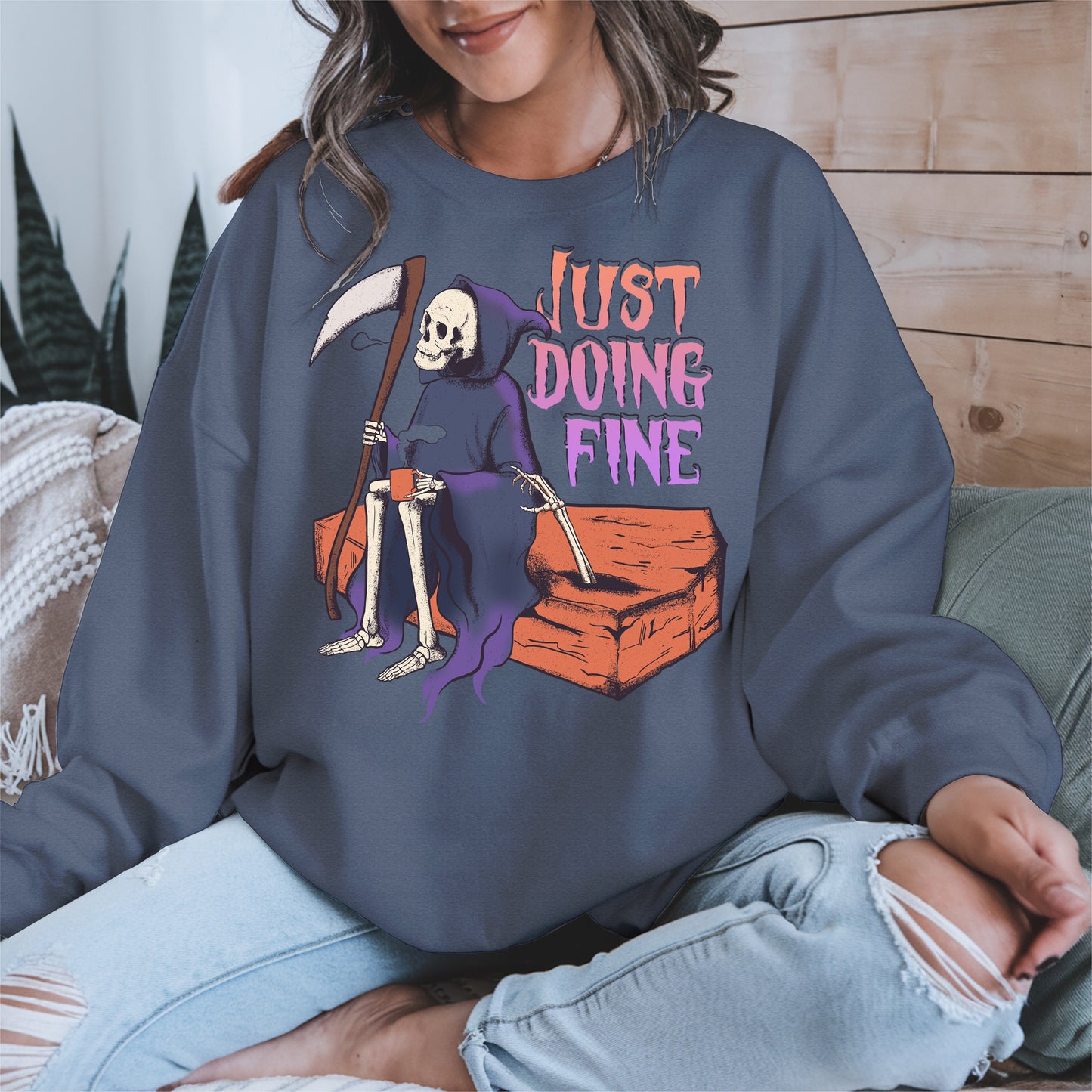 Just Doing Fine Grim Reaper Shirt