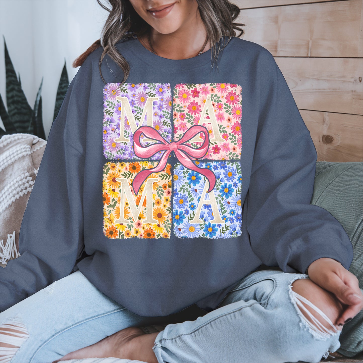Floral MAMA Shirt Mother Tee Hoodie Sweatshirt Gift for Moms
