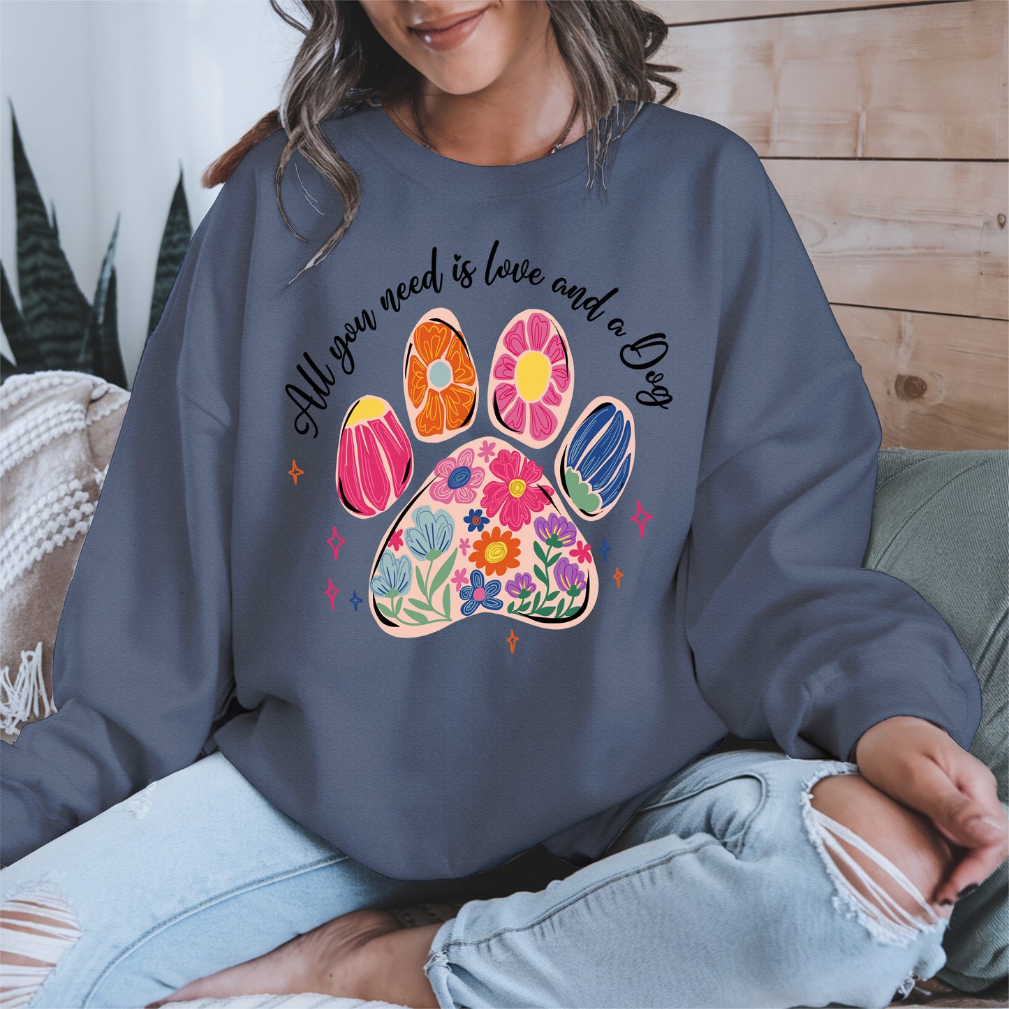 Floral Paw Print Shirt Hoodie Sweatshirt Gift for Pet Moms