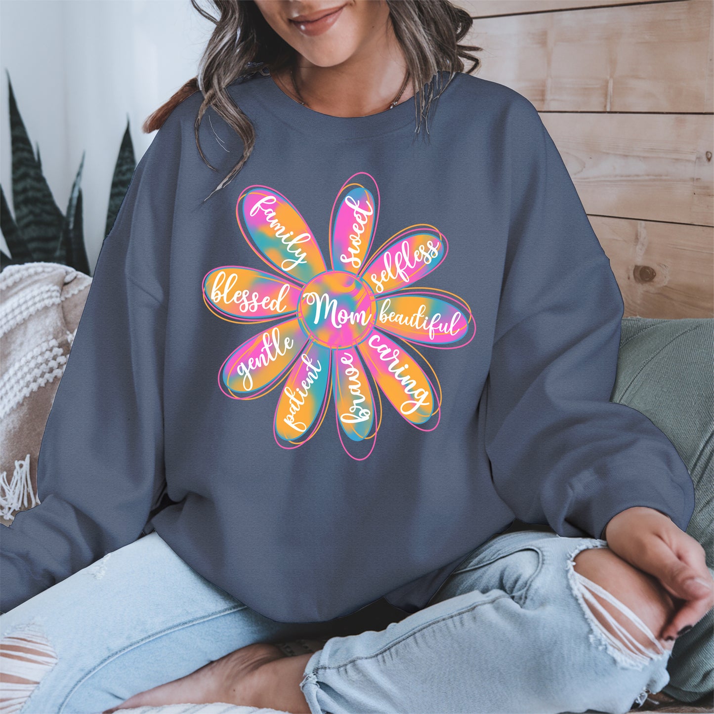 Colorful Flower Mom Shirt Hoodie Sweatshirt Gift for Mothers