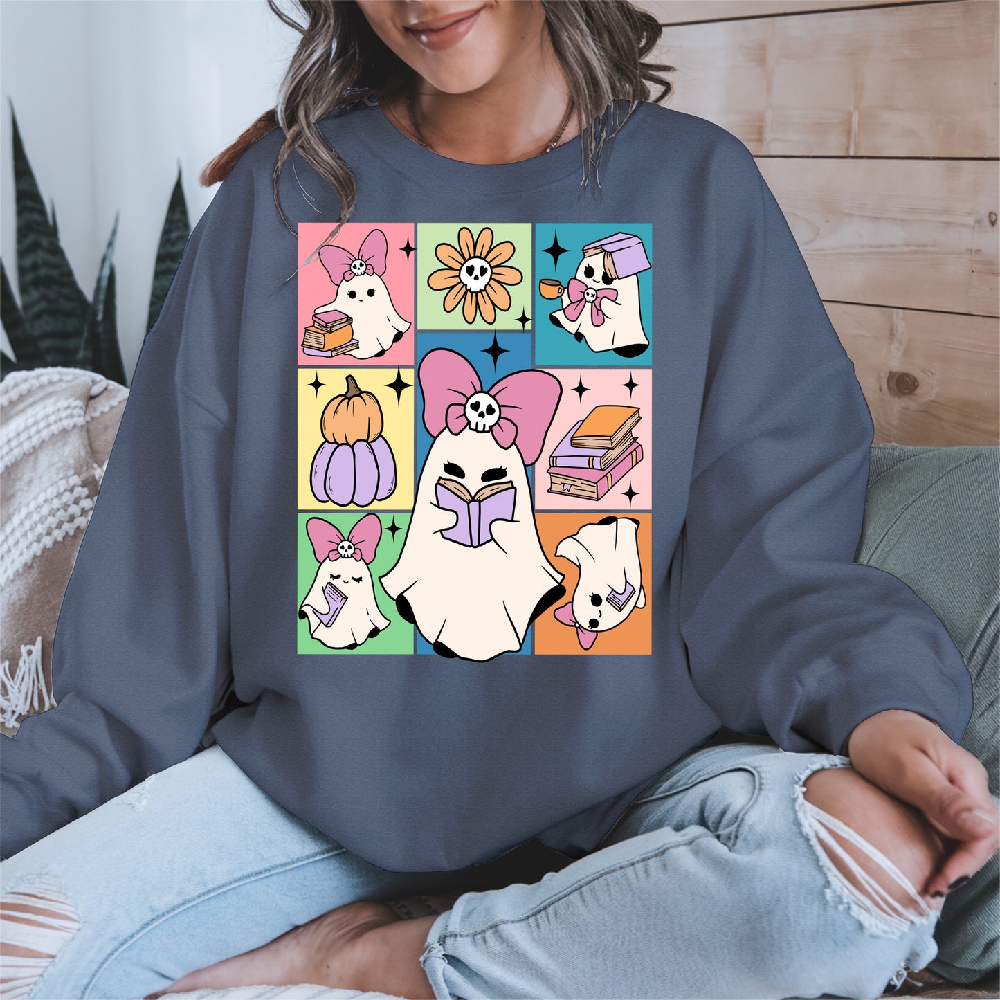Pastel Ghost Book Lover Halloween Shirt