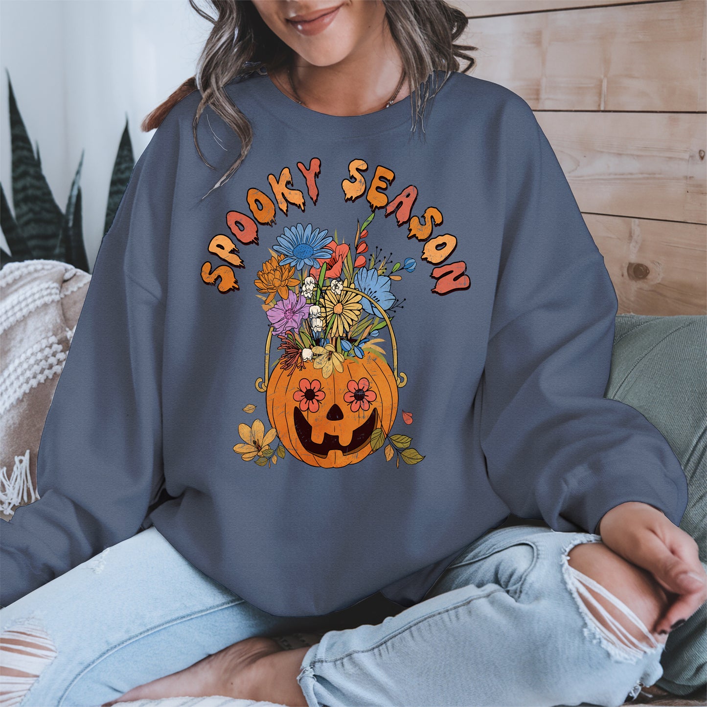 Floral Pumpkin Spooky Season Shirt