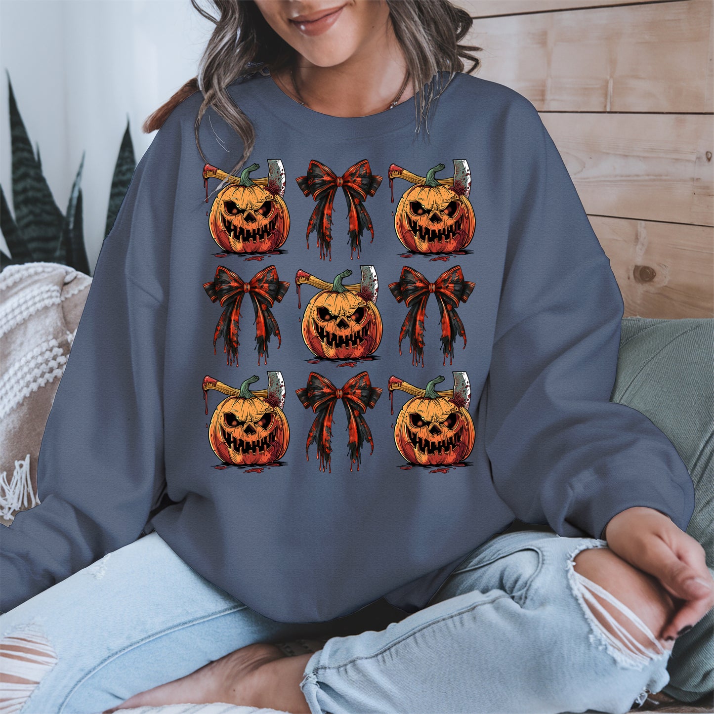Bloody Pumpkin and Bow Halloween Shirt