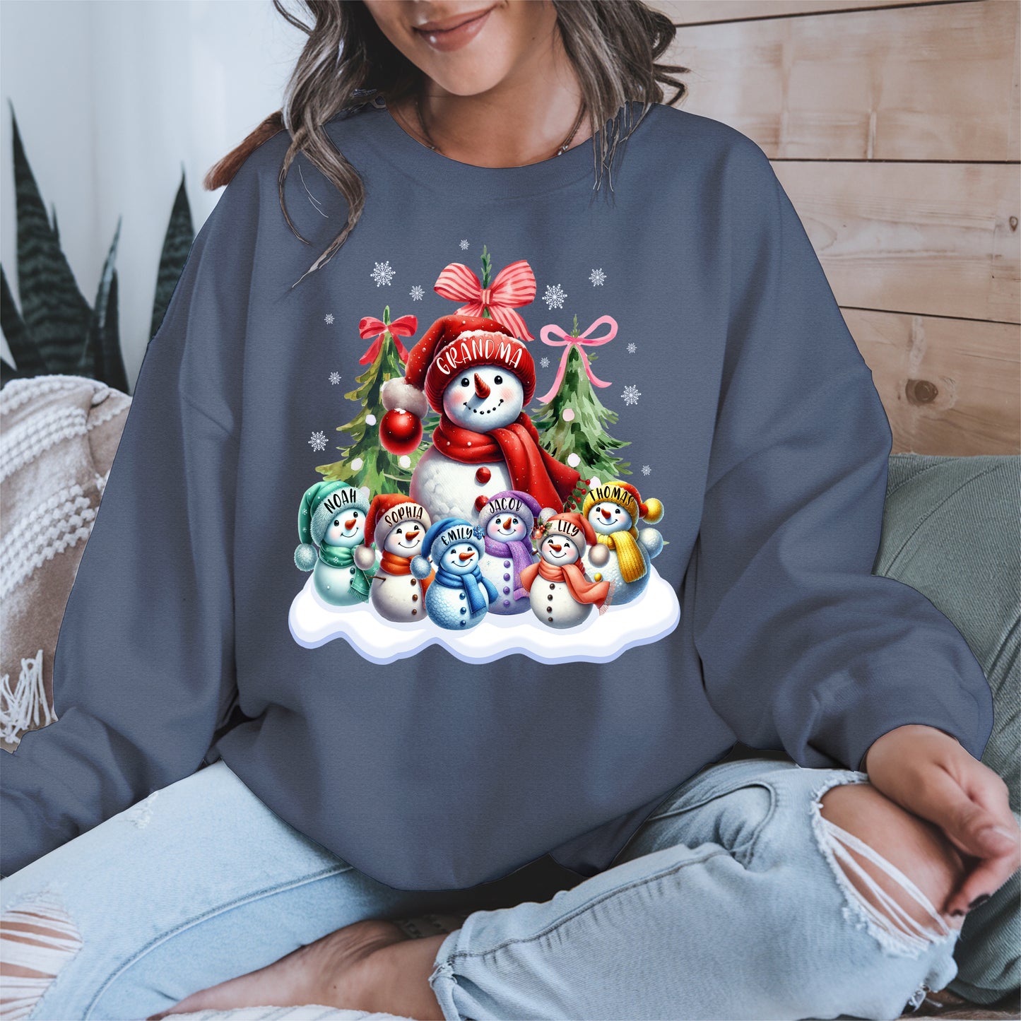 Personalized Snowman Family Grandma Shirt