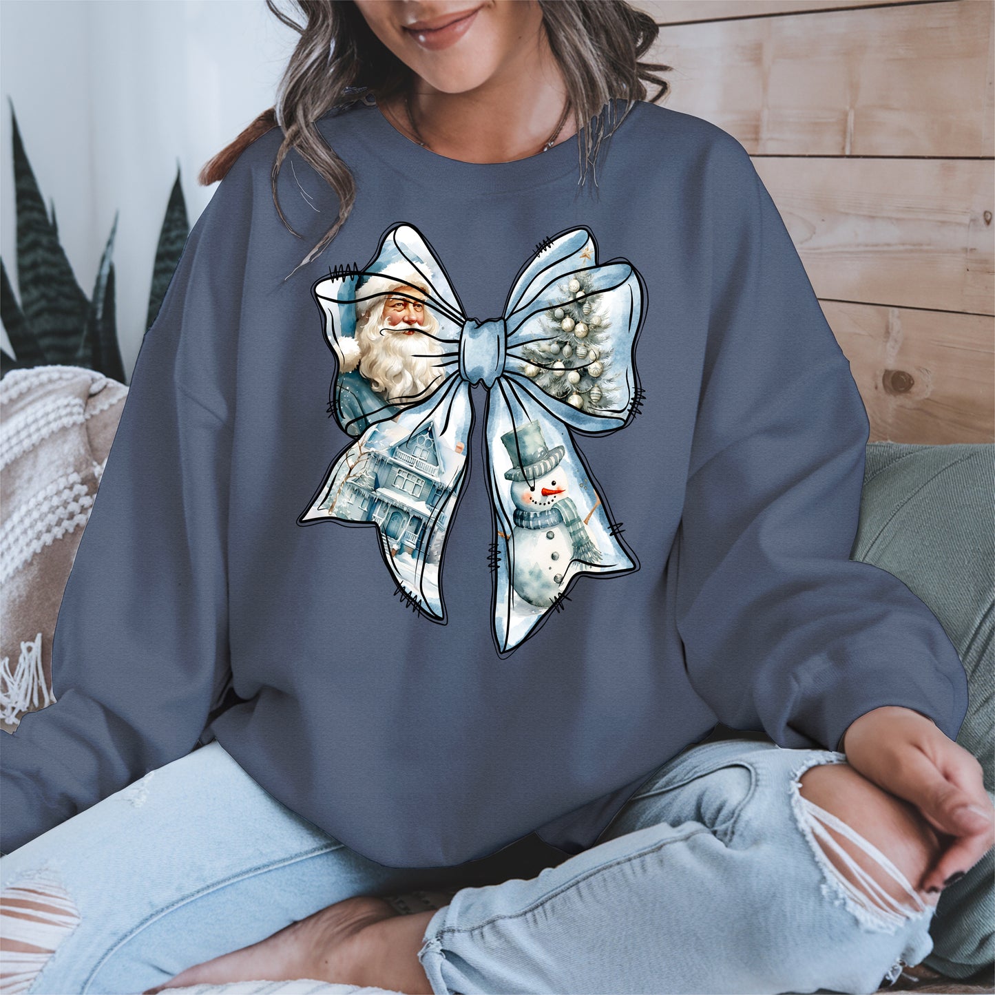 Snowman Coquette Christmas Bow Shirt