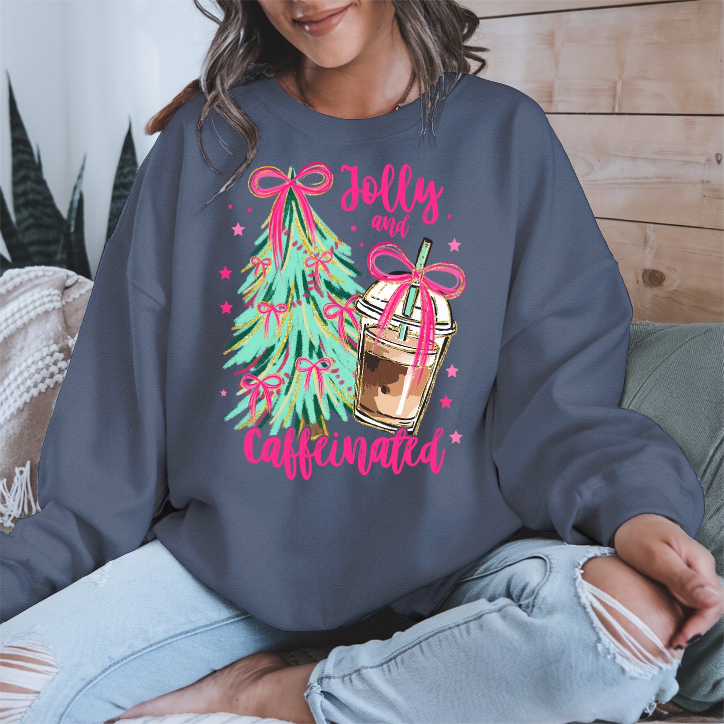 Jolly and Caffeinated Christmas Shirt