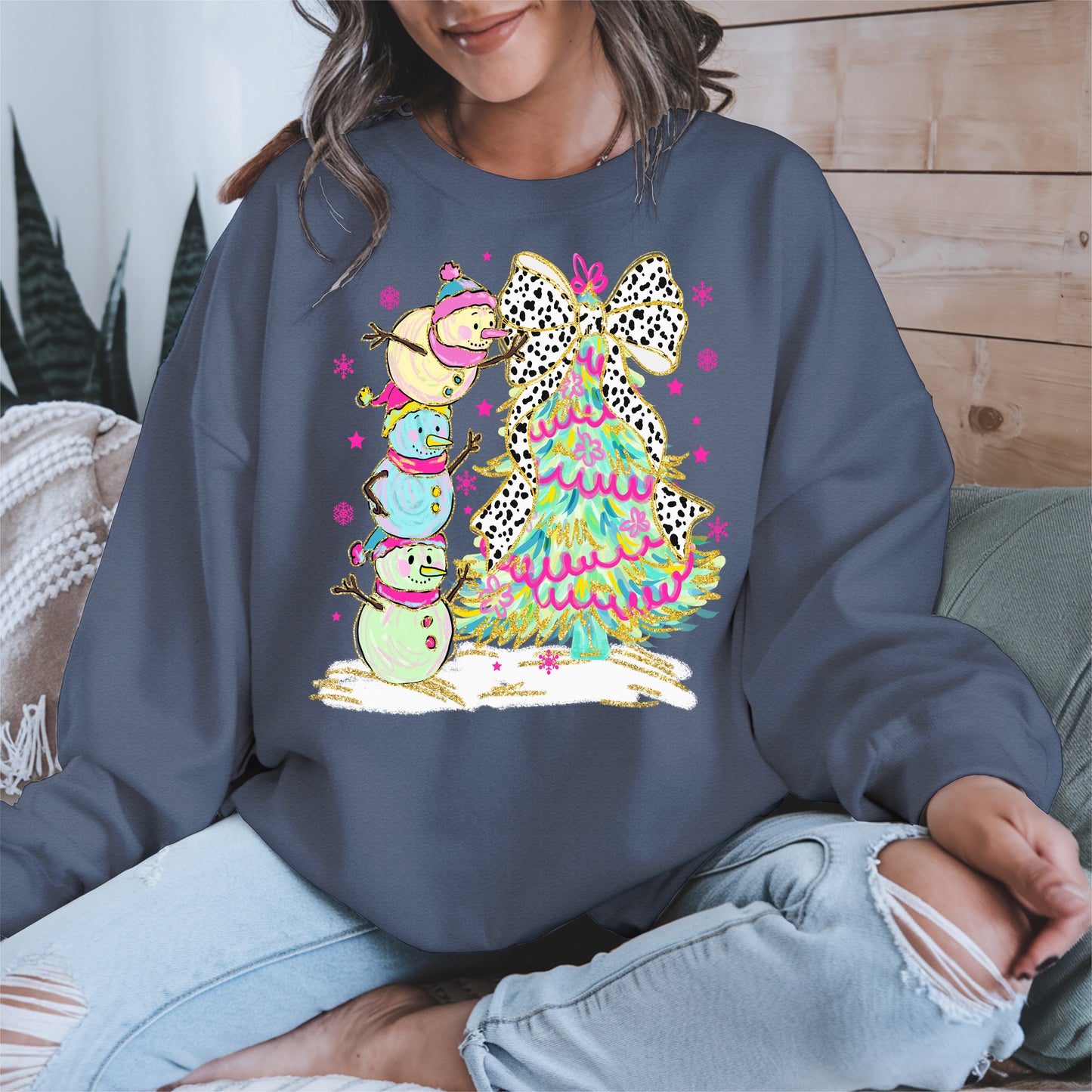 Stacked Snowmen and Christmas Tree Shirt