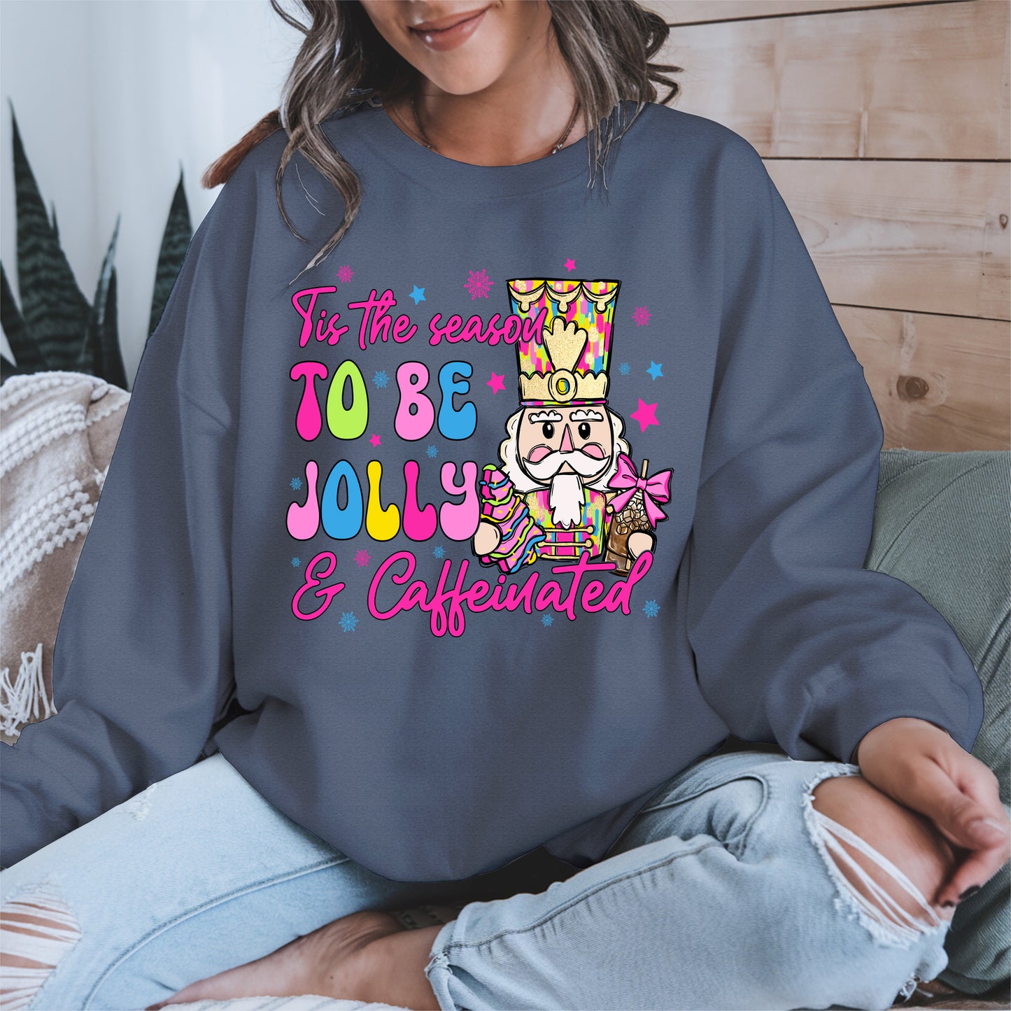 Tis the Season To Be Jolly and Caffeinated Christmas Shirt