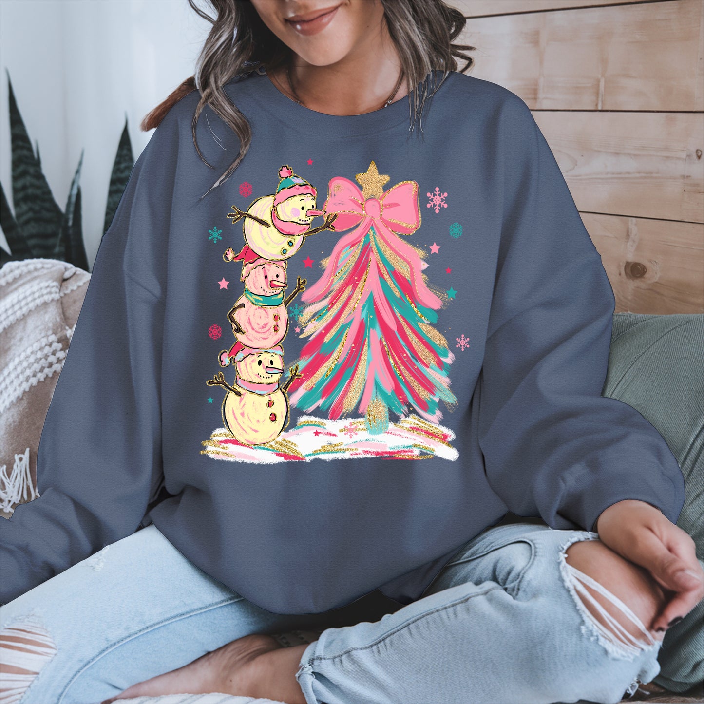 Stacked Snowmen Christmas Tree Shirt