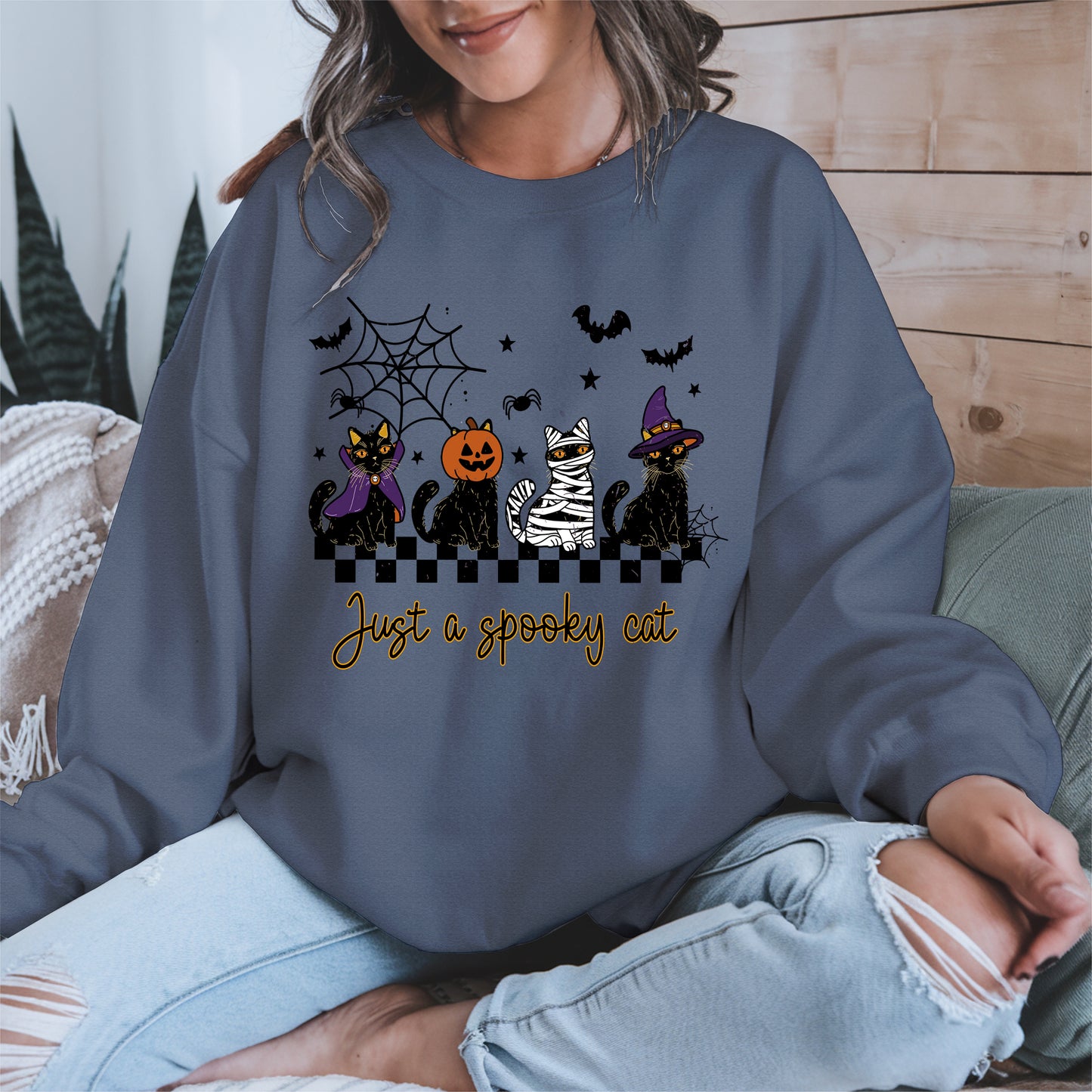 Just a spooky cat halloween shirt