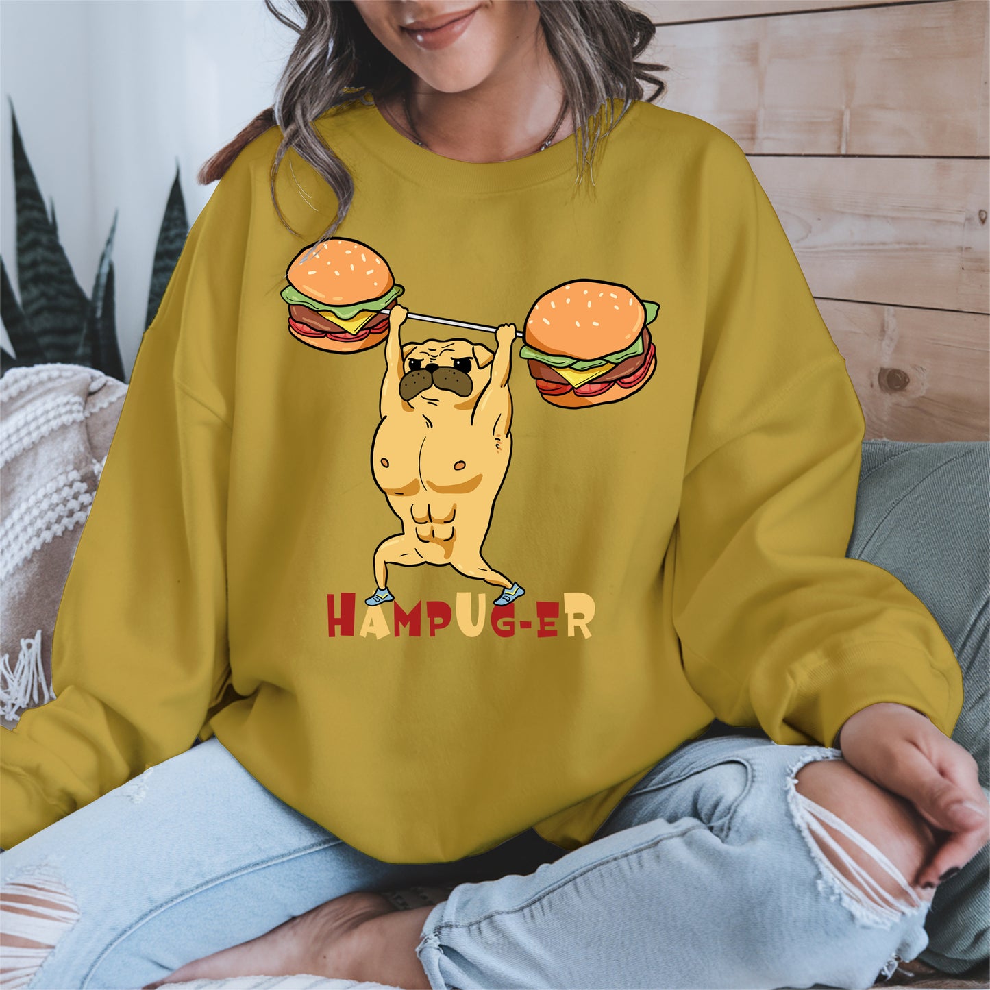 Hampug-er Funny Pug Burger Gym Shirt