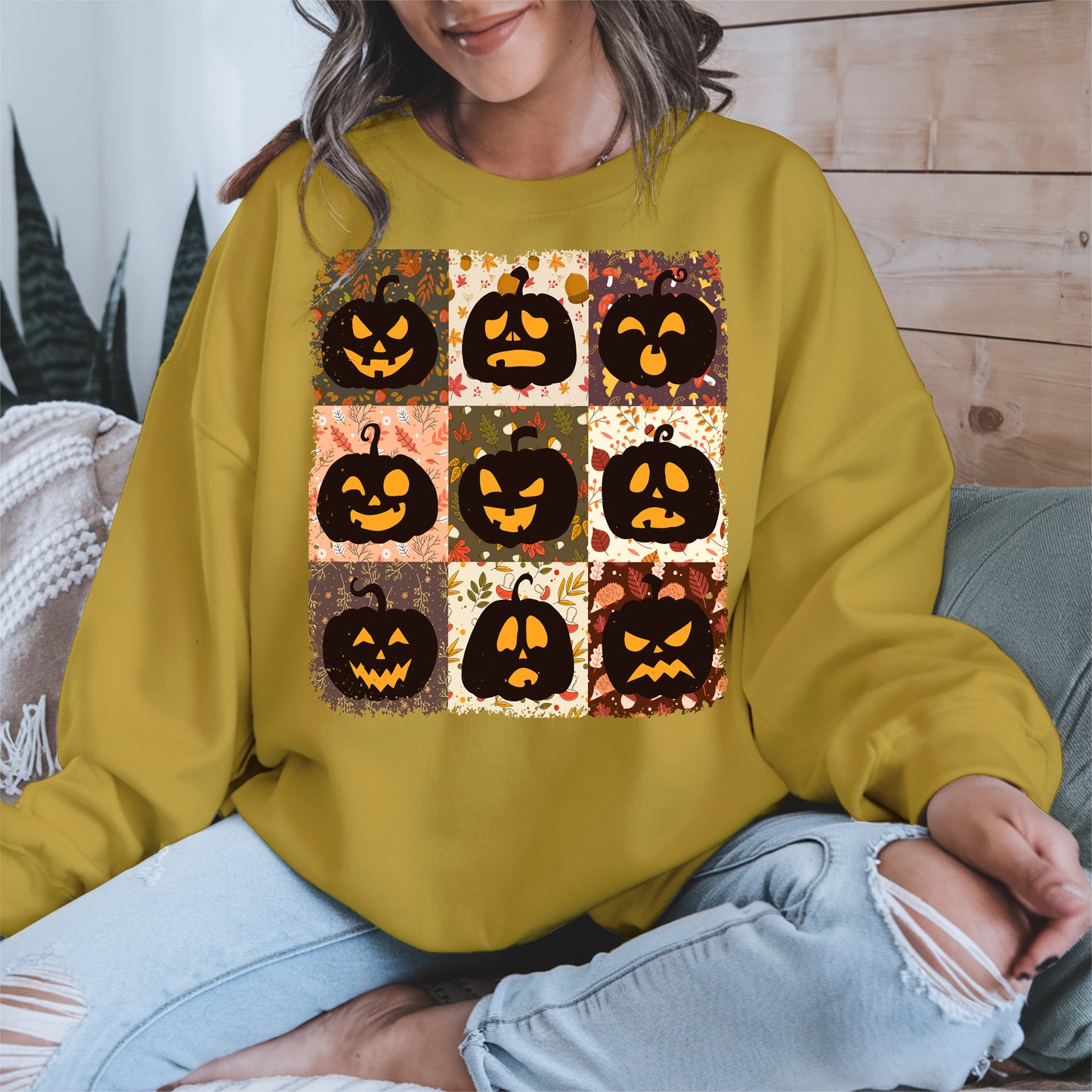 Funny Pumpkin Faces Shirt Hoodie Sweatshirt for Halloween Lovers