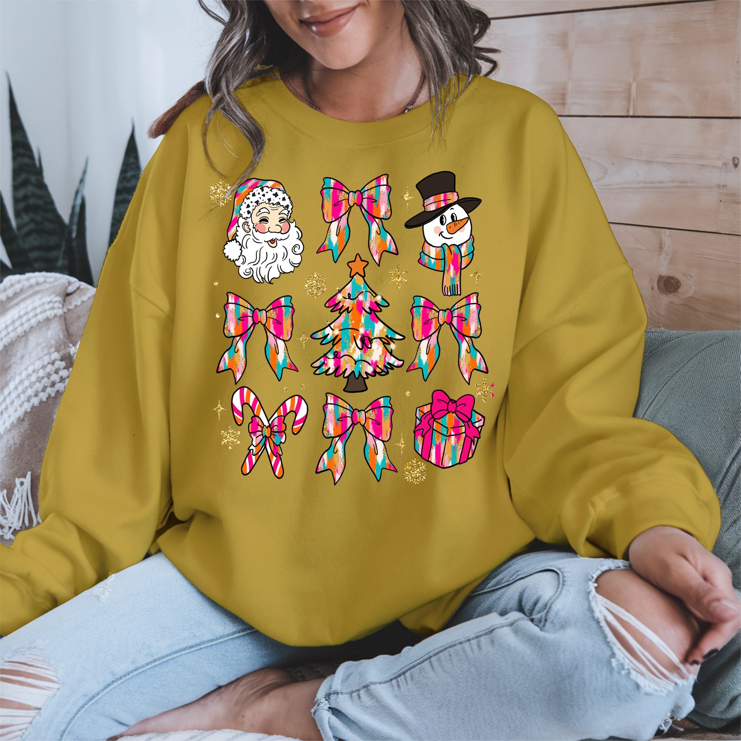 Colorful Brushstroke Santa Christmas Holiday Shirt