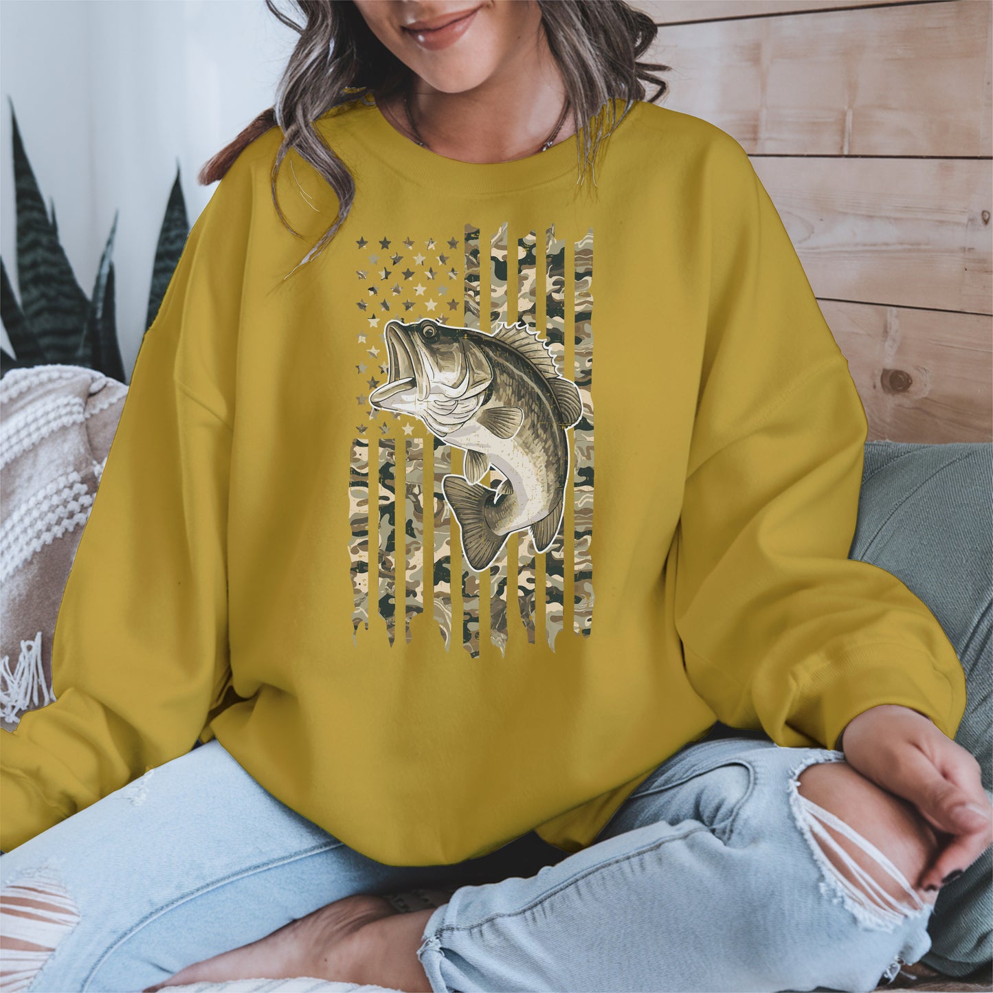 Patriotic Camo American Flag Fishing Shirt Hoodie