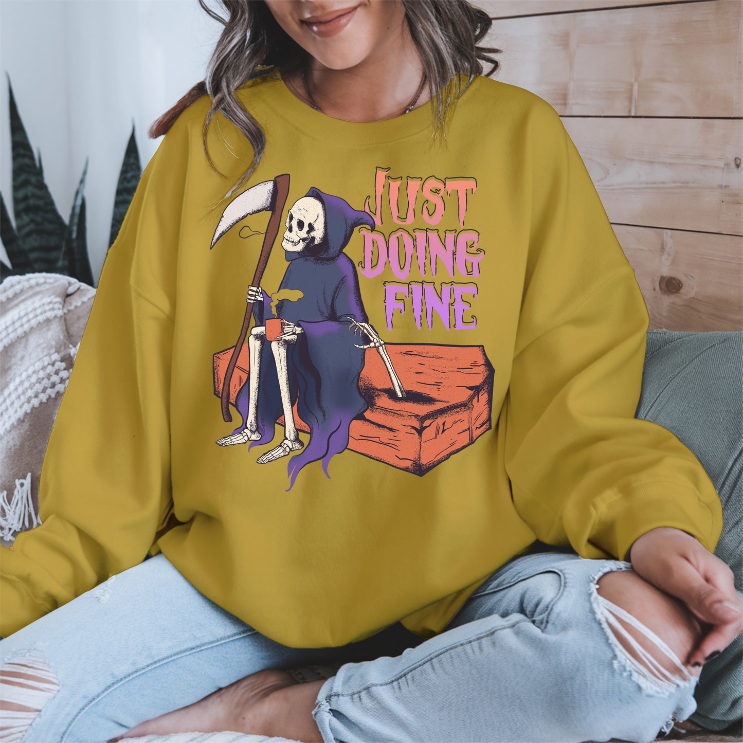 Just Doing Fine Grim Reaper Shirt