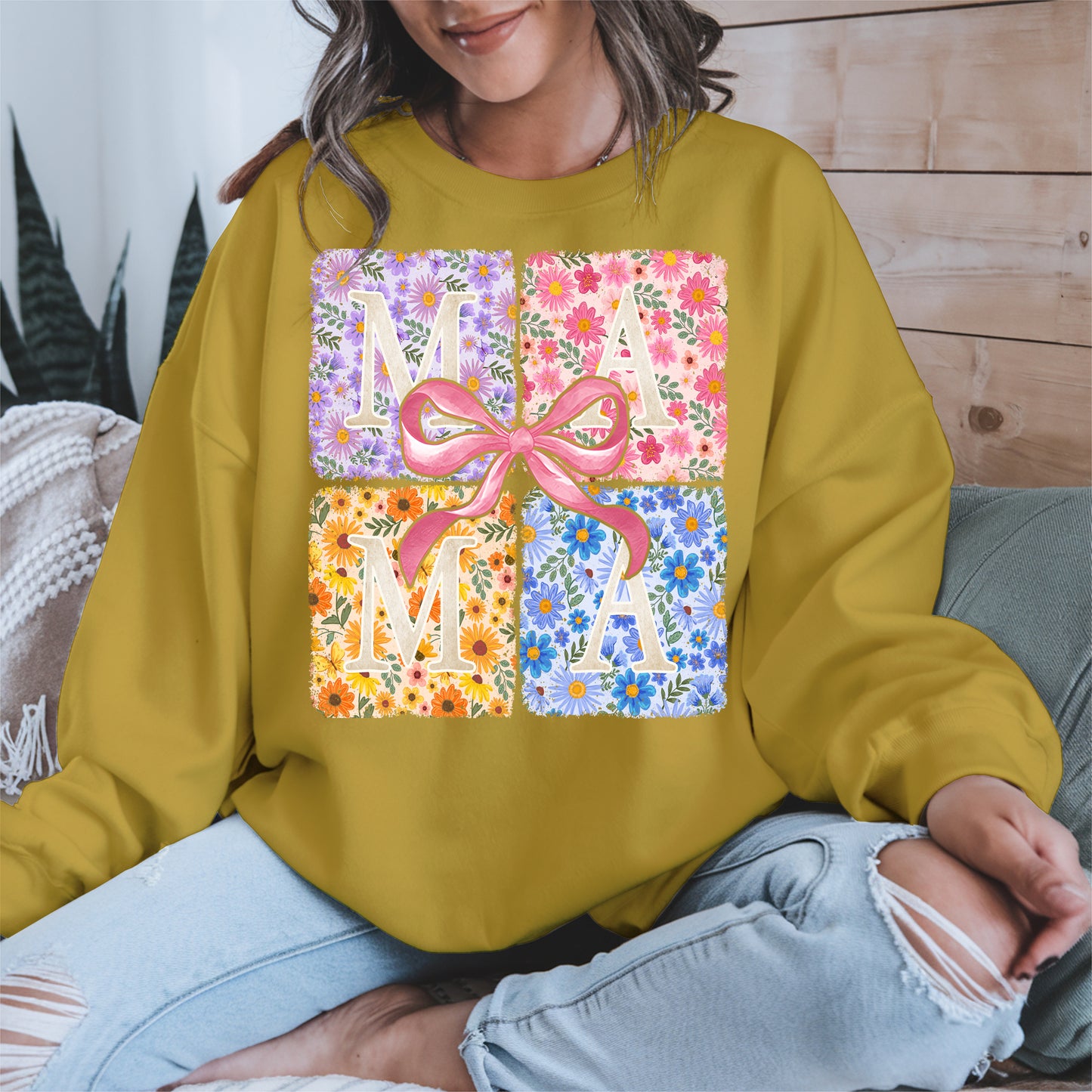 Floral MAMA Shirt Mother Tee Hoodie Sweatshirt Gift for Moms