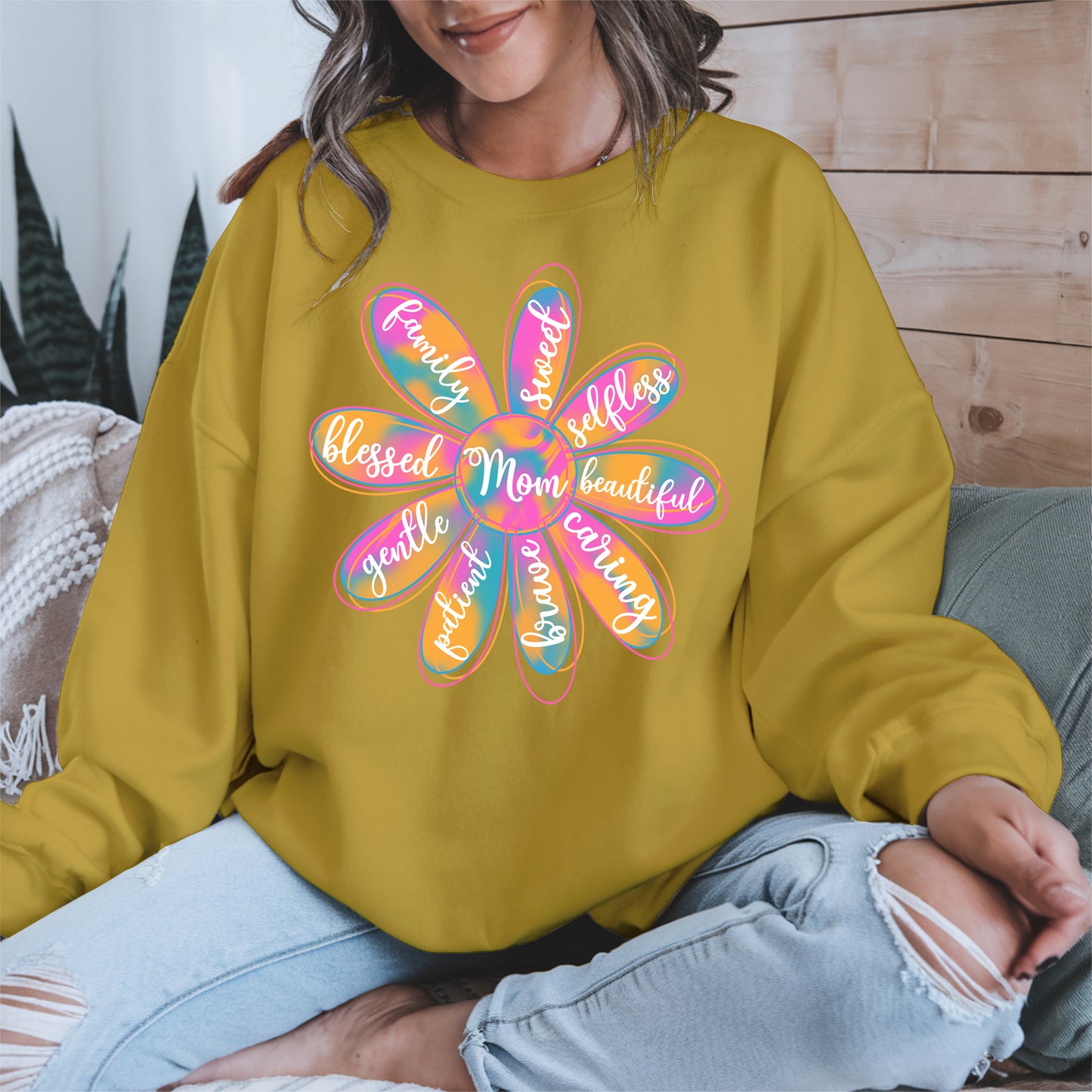 Colorful Flower Mom Shirt Hoodie Sweatshirt Gift for Mothers