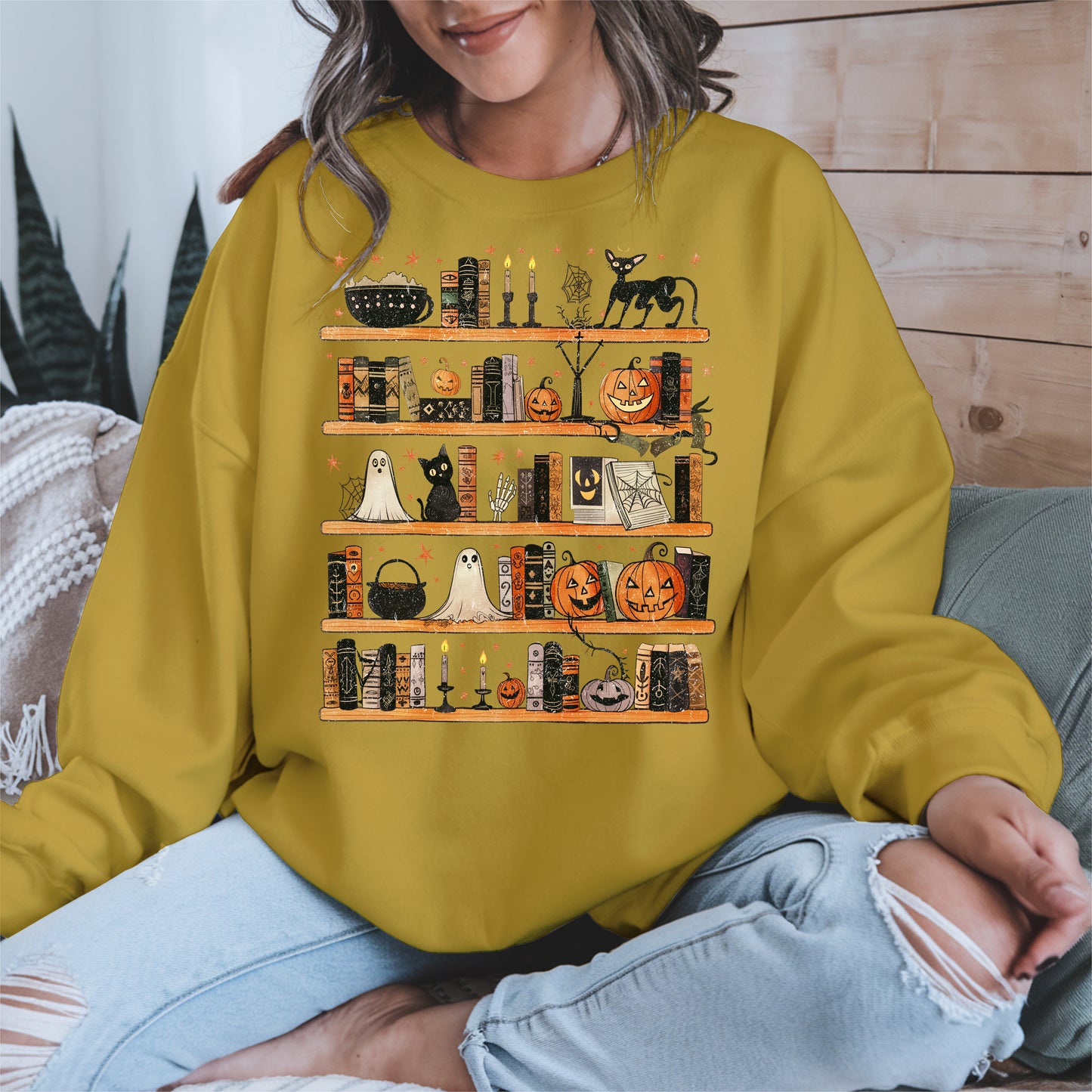 Haunted Bookshelf Halloween Shirt