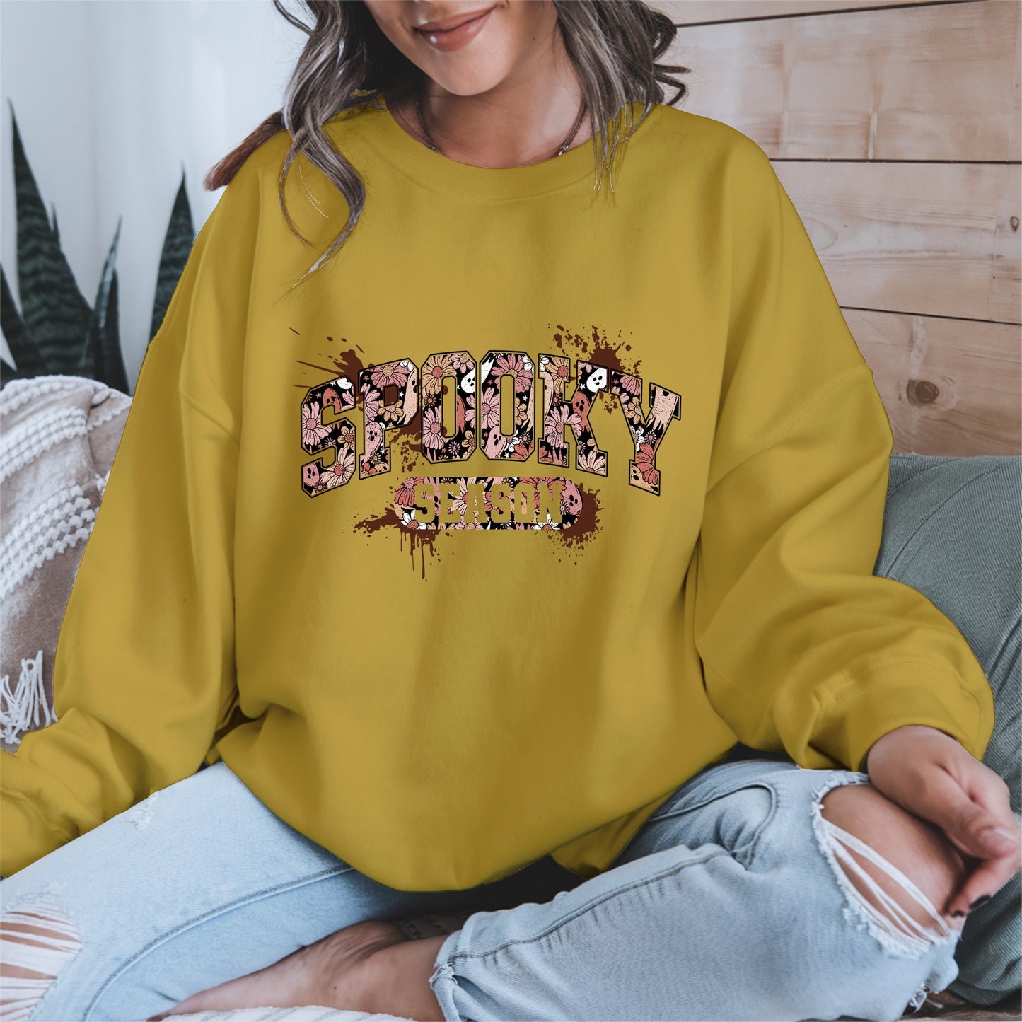 Grunge Floral Spooky Season Shirt