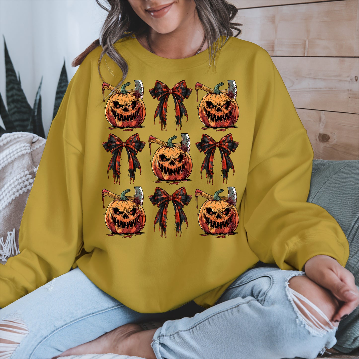 Bloody Pumpkin and Bow Halloween Shirt