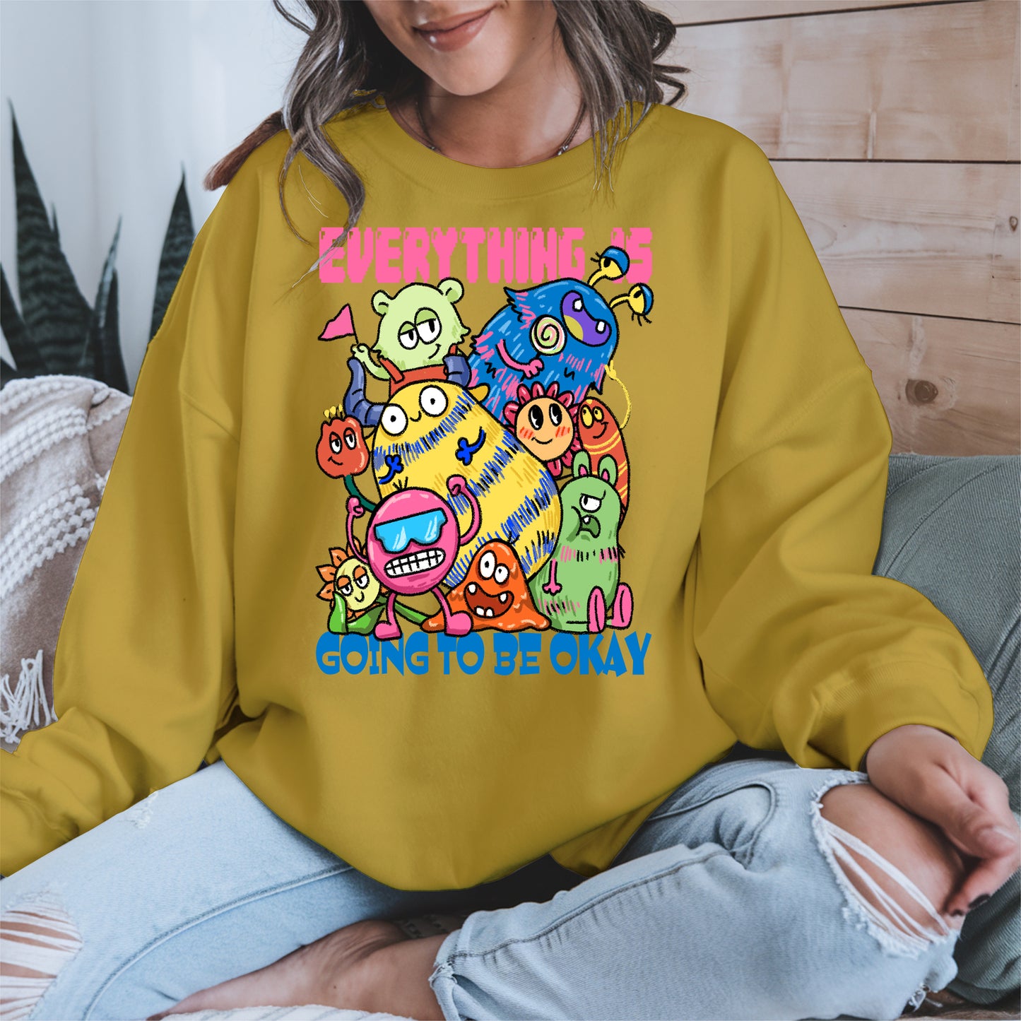 Everything Is Going to Be Okay Cute Monster Shirt