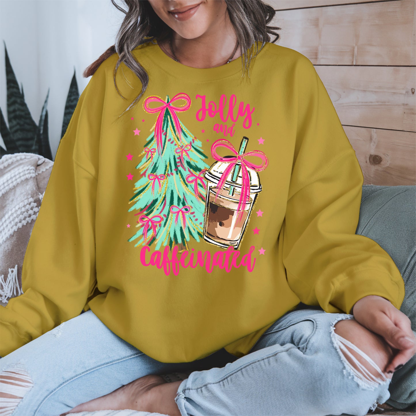 Jolly and Caffeinated Christmas Shirt