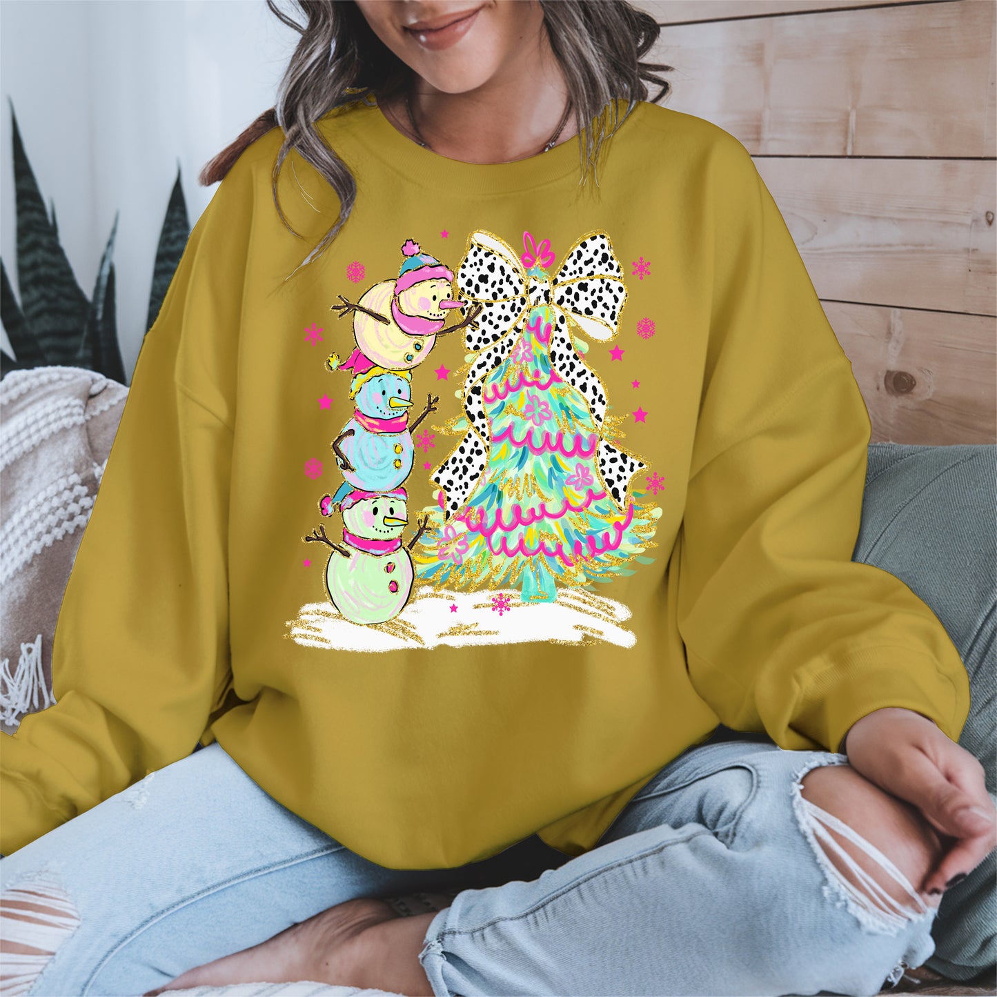 Stacked Snowmen and Christmas Tree Shirt
