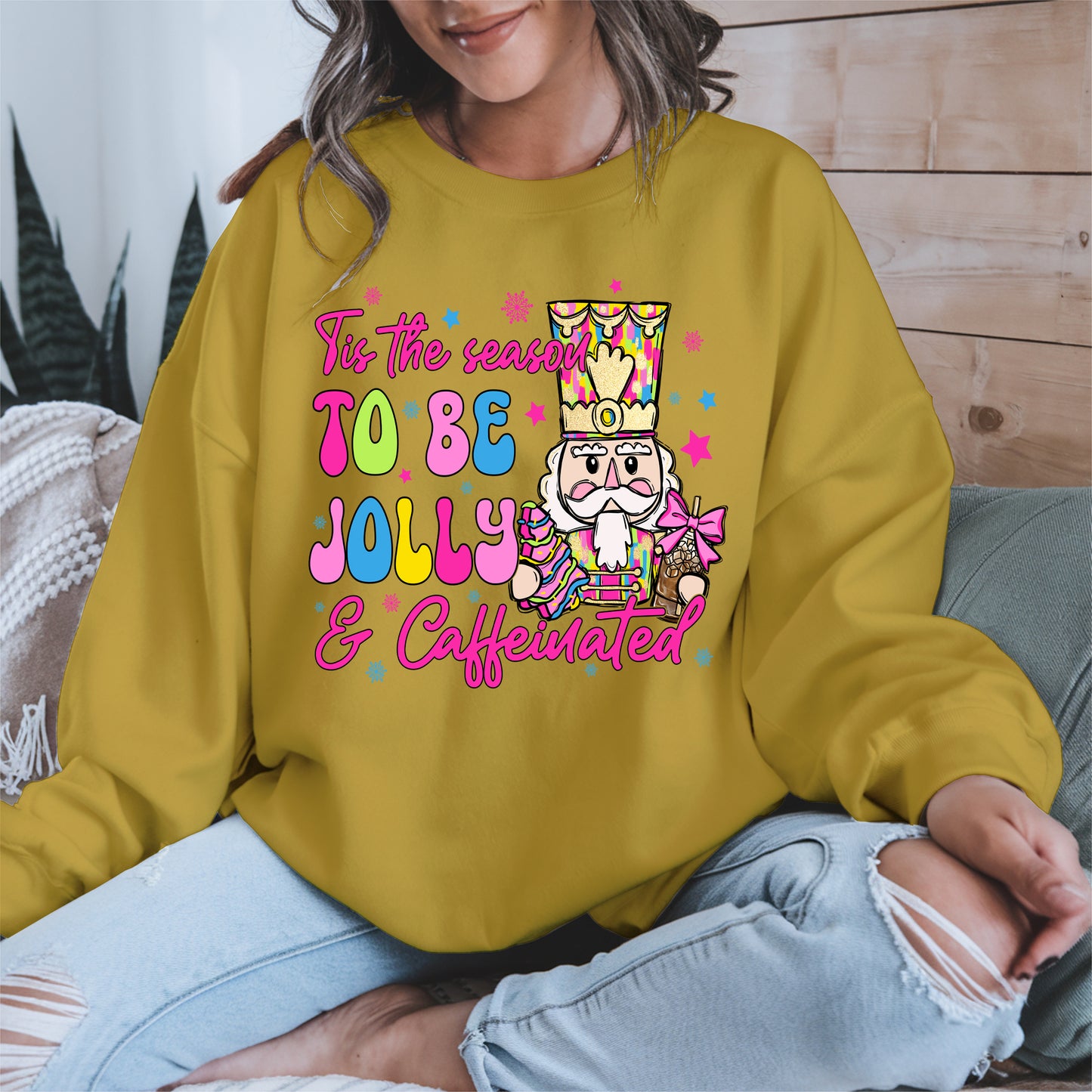 Tis the Season To Be Jolly and Caffeinated Christmas Shirt