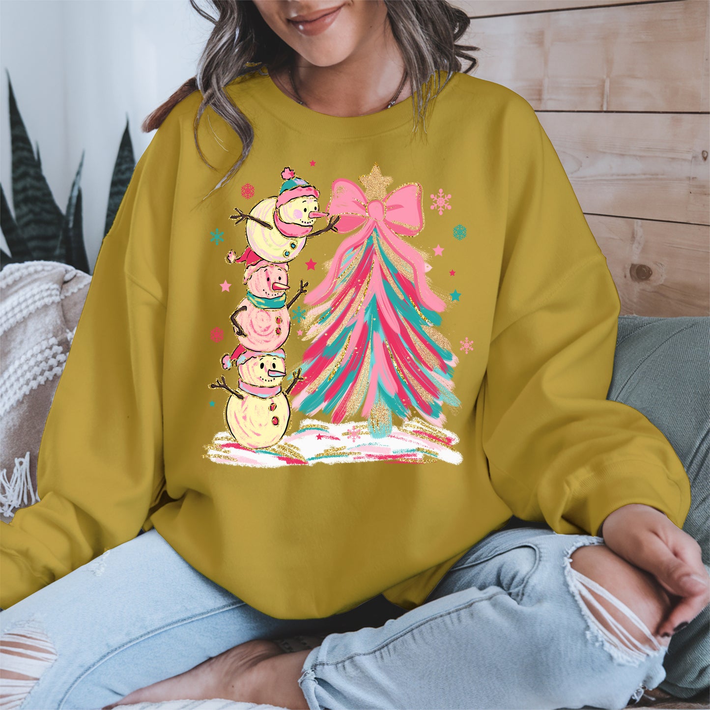 Stacked Snowmen Christmas Tree Shirt