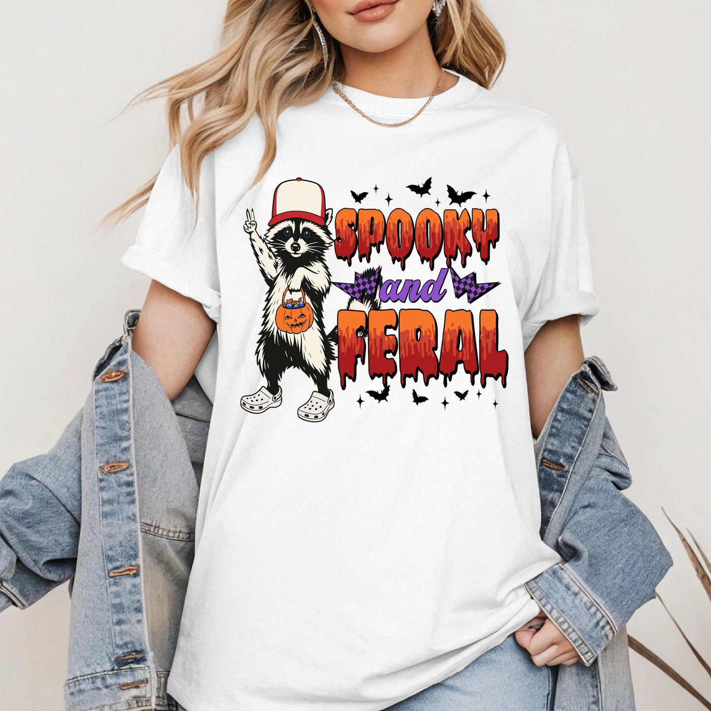 Spooky and Feral Shirt Hoodie Sweatshirt for Halloween Lovers