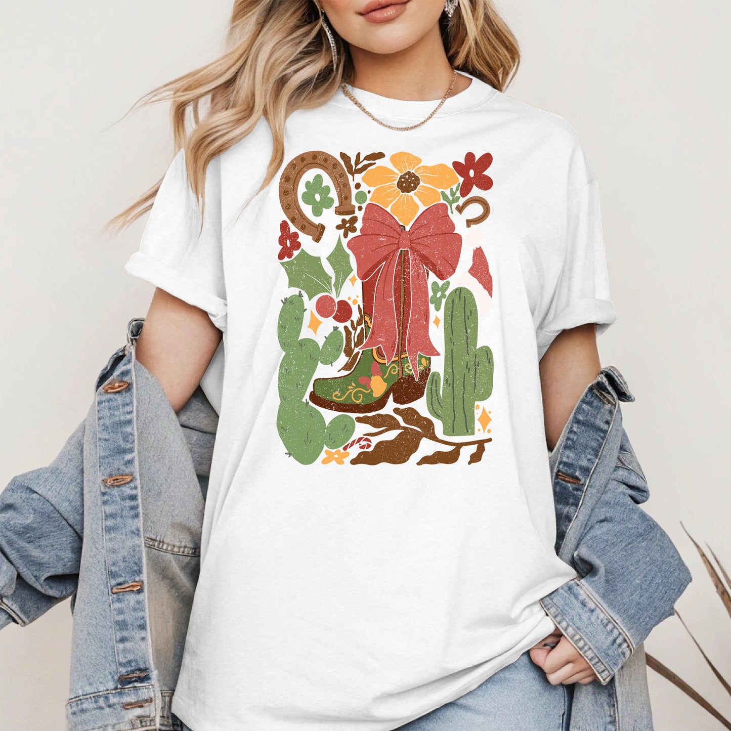 Western Christmas Cowboy Boot Shirt Hoodie