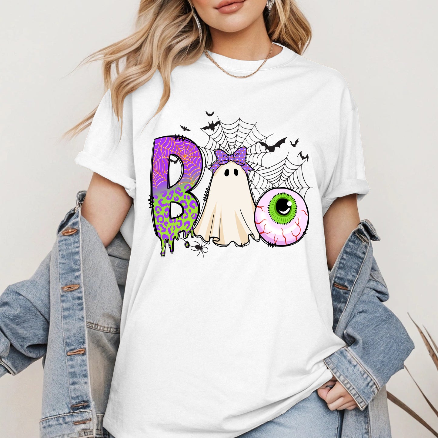 BOO Ghost Eyeball Shirt Hoodie Sweatshirt for Halloween Fun