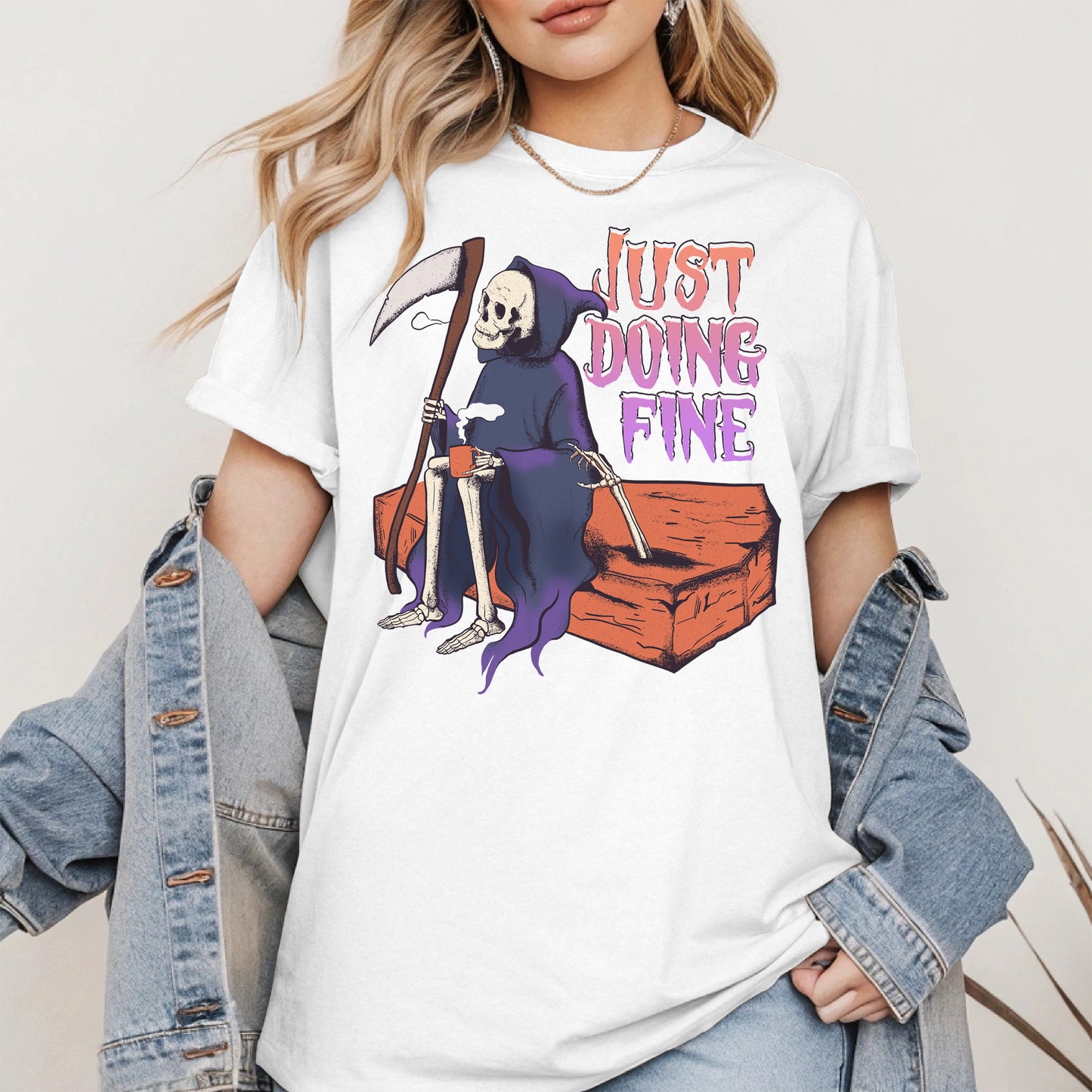Just Doing Fine Grim Reaper Shirt