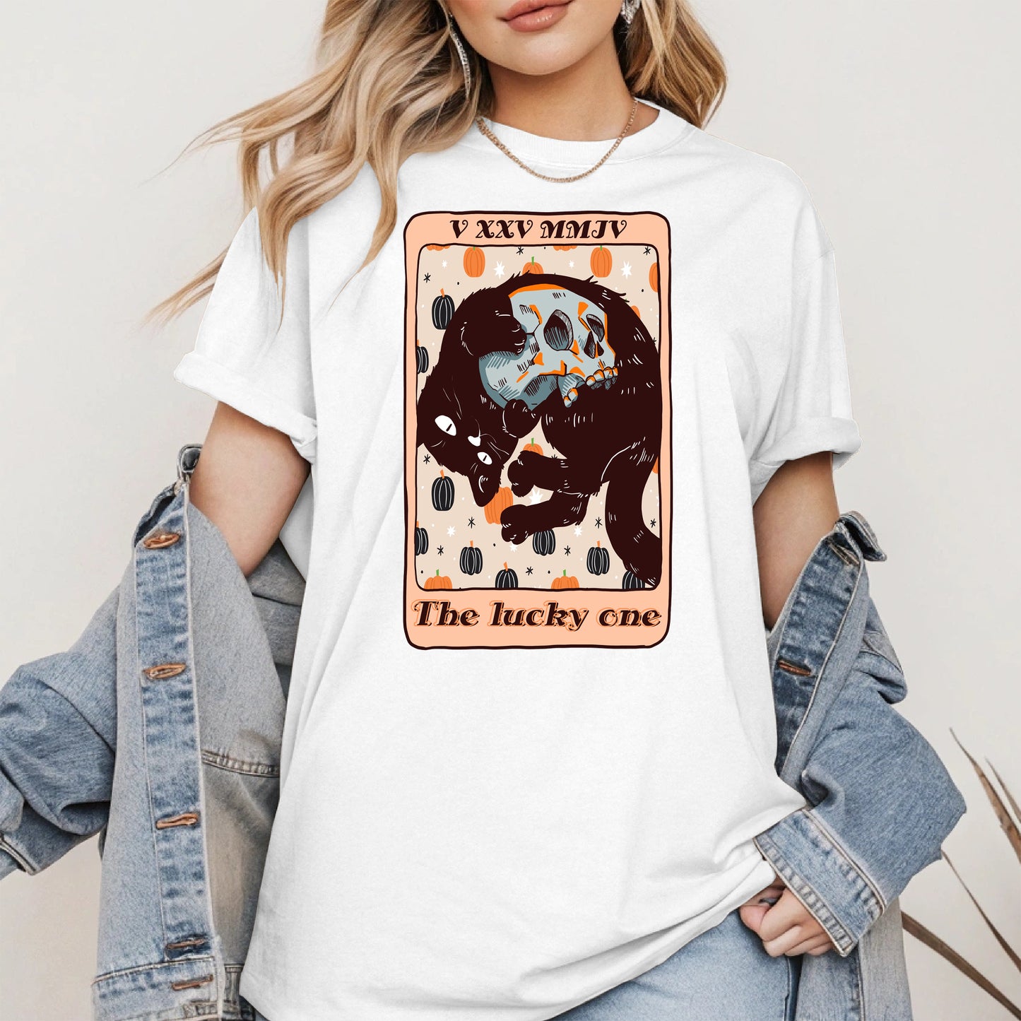 The Lucky One - Halloween Black Cat Tarot Tee