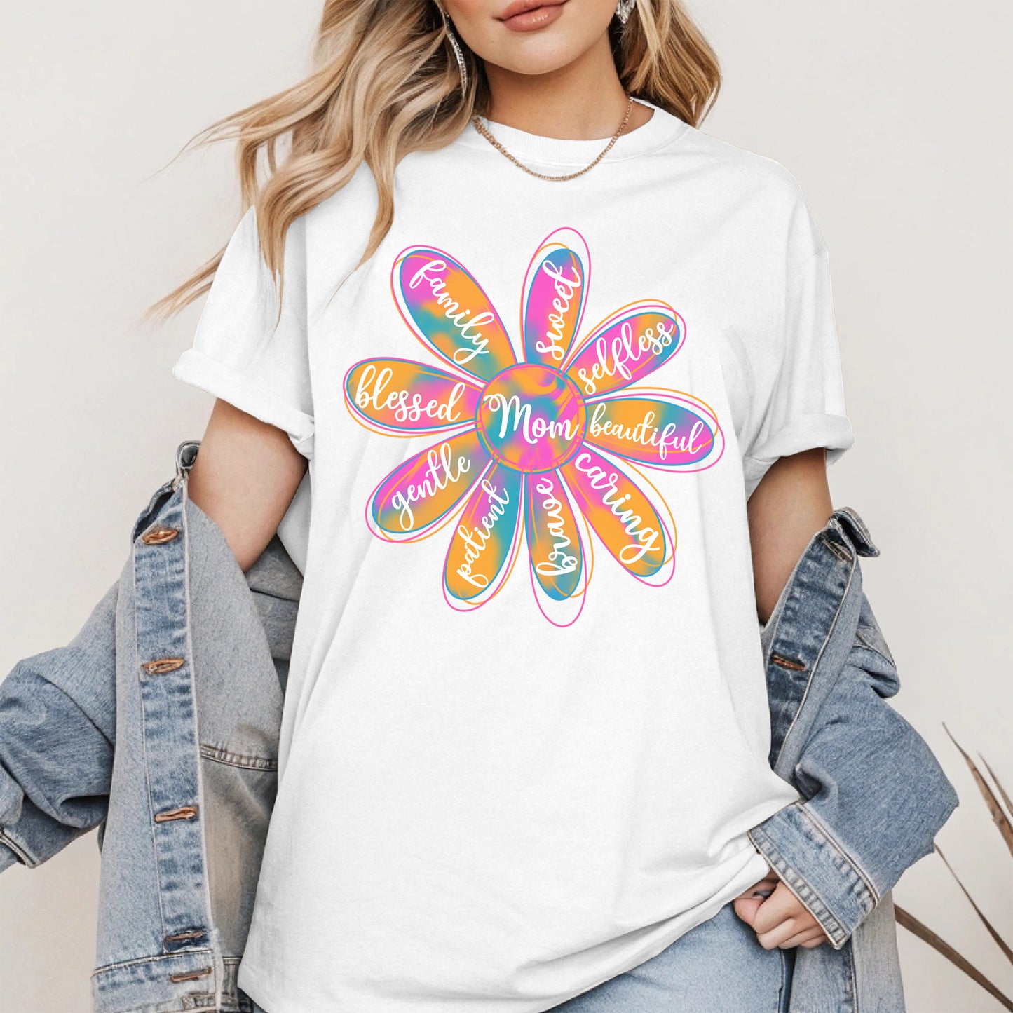 Colorful Flower Mom Shirt Hoodie Sweatshirt Gift for Mothers