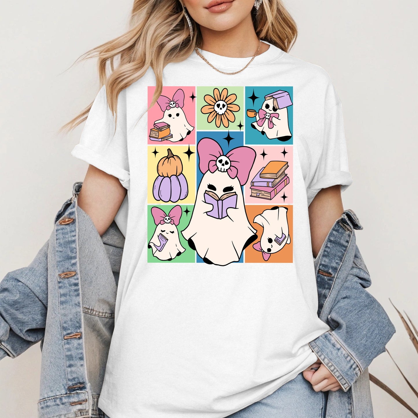 Pastel Ghost Book Lover Halloween Shirt