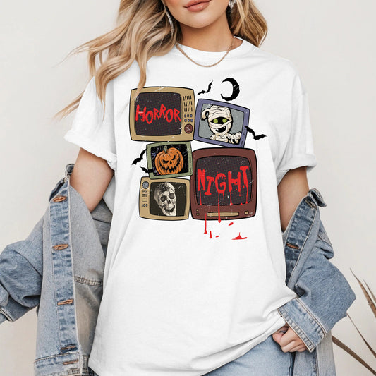 Horror Night Retro TV Halloween Shirt