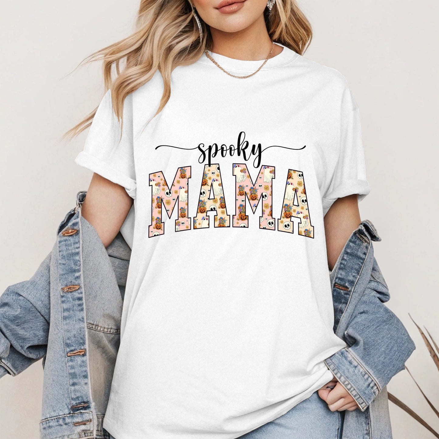 Halloween Mama Shirt for Moms Cute Ghost