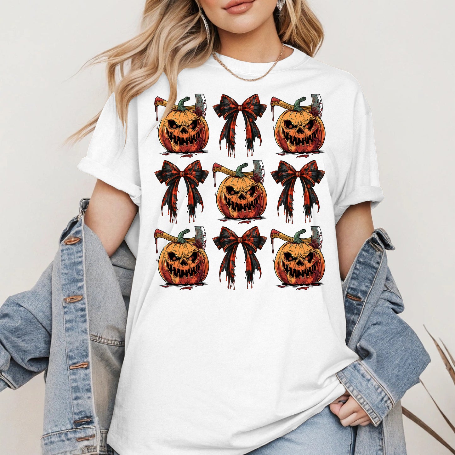 Bloody Pumpkin and Bow Halloween Shirt